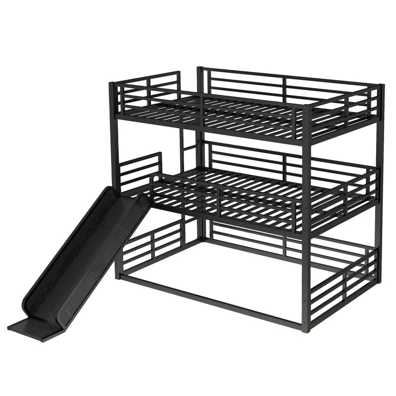 Full Over Full Over Full Bunk Bed with Slide by HouseOfZazla