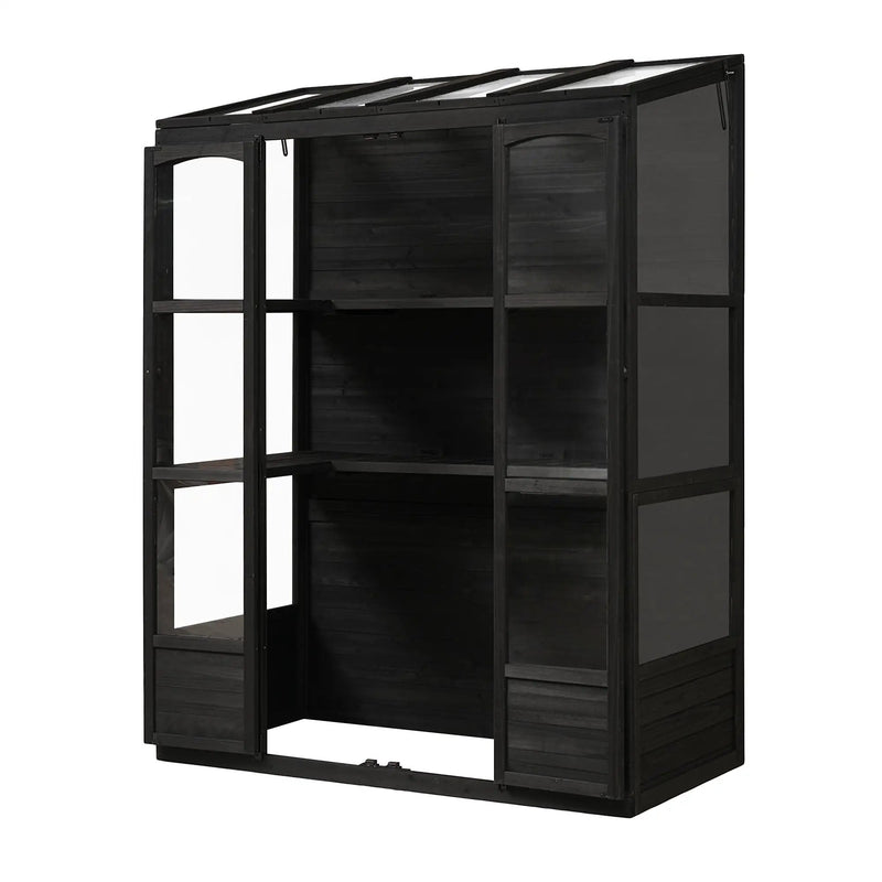 TOPMAX 78-inch Wooden Greenhouse Cold Frame with 4 Independent Skylights and 2 Folding Middle Shelves by HouseOfZazla