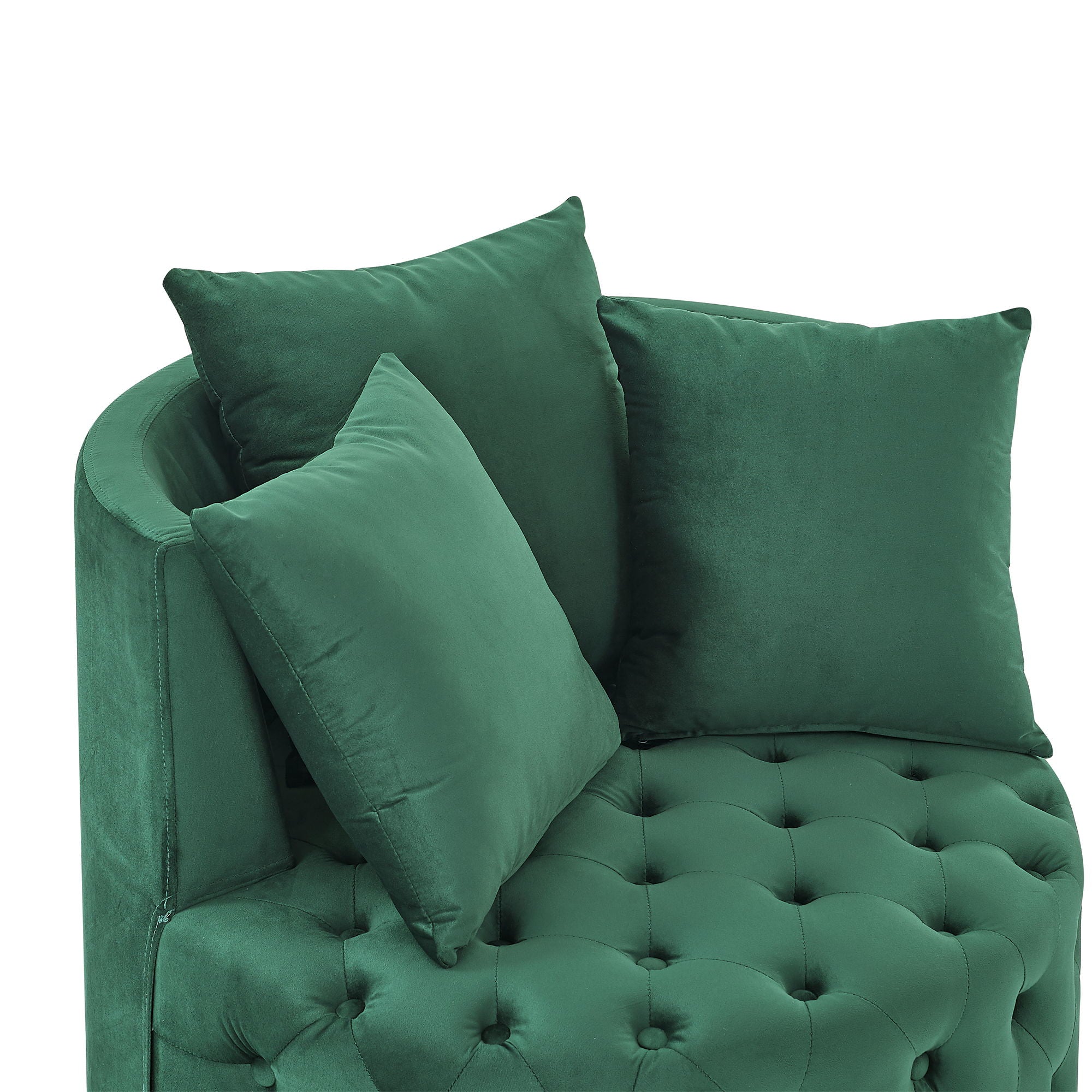 Modern Upholstered Swivel Chair With Button Tufted Design And Movable Wheels by HouseOfZazla