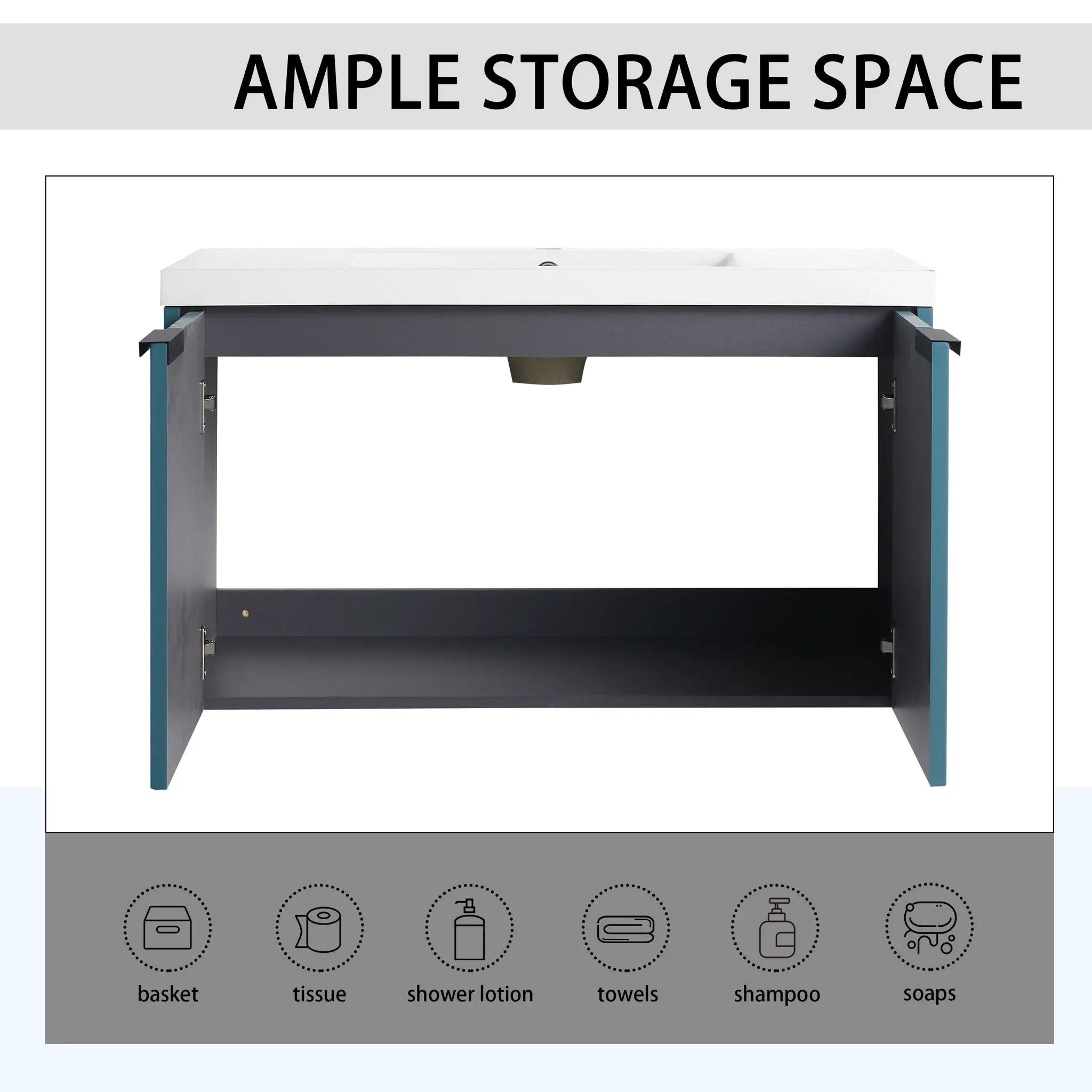 Contemporary Wall Mounted Bathroom Vanity With Resin Double Sink by Unique Piece Furniture