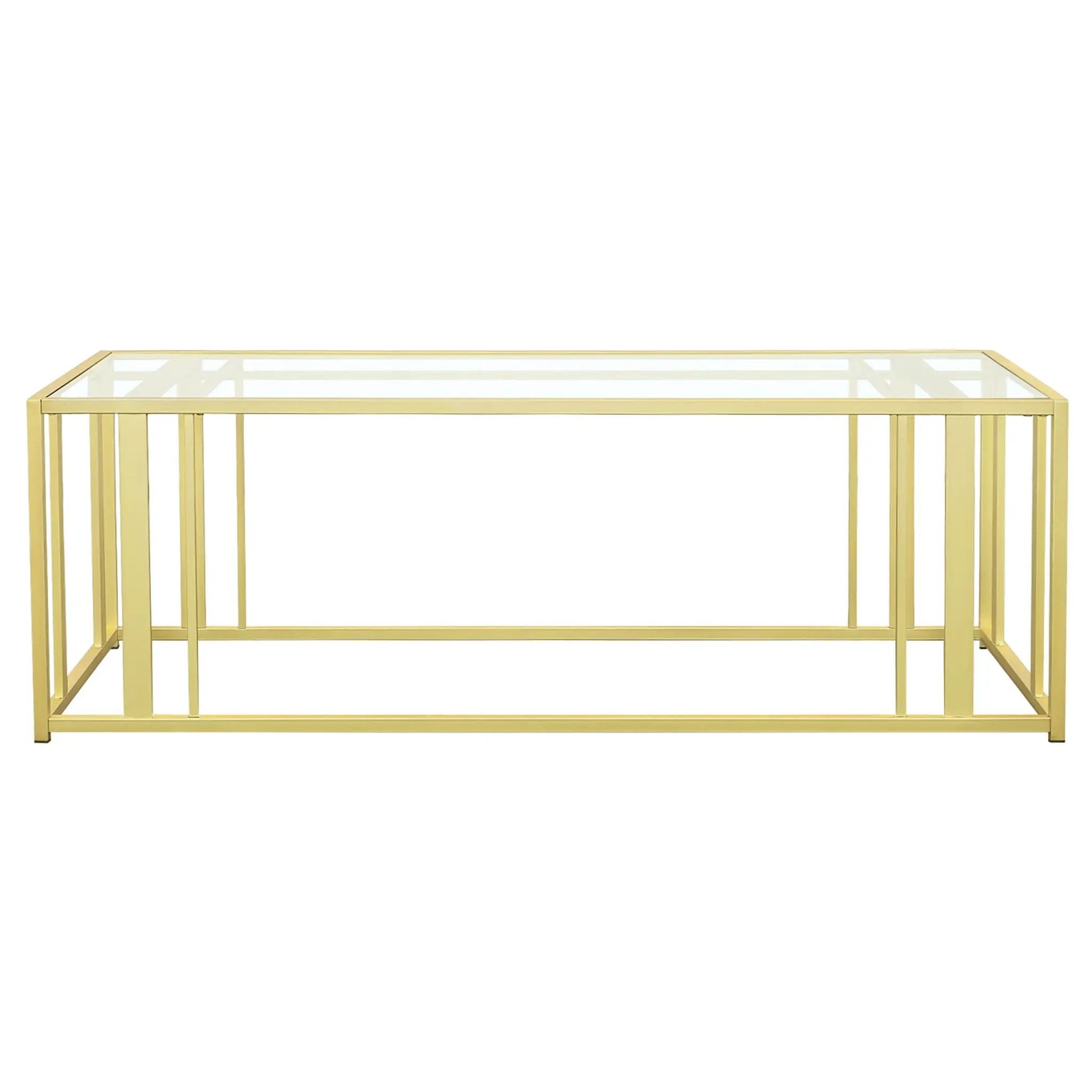 Adri Rectangular Glass Top Coffee Table Matte Brass by Unique Piece Furniture