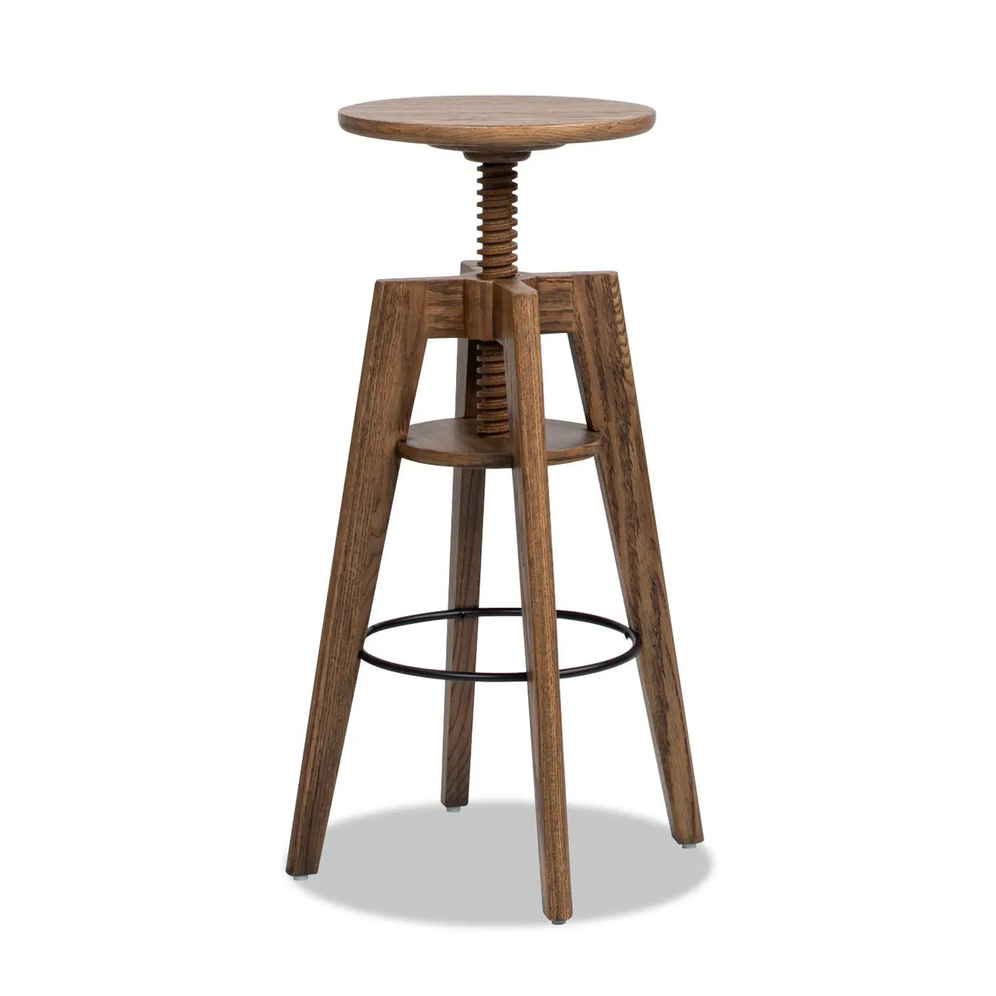 Spencer - Minimalist Oak Adjustable Bar Counter Stool - Walnut Brown Oak by HouseOfZazla