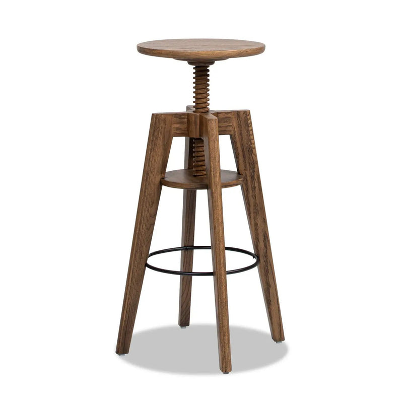 Spencer - Minimalist Oak Adjustable Bar Counter Stool - Walnut Brown Oak by HouseOfZazla