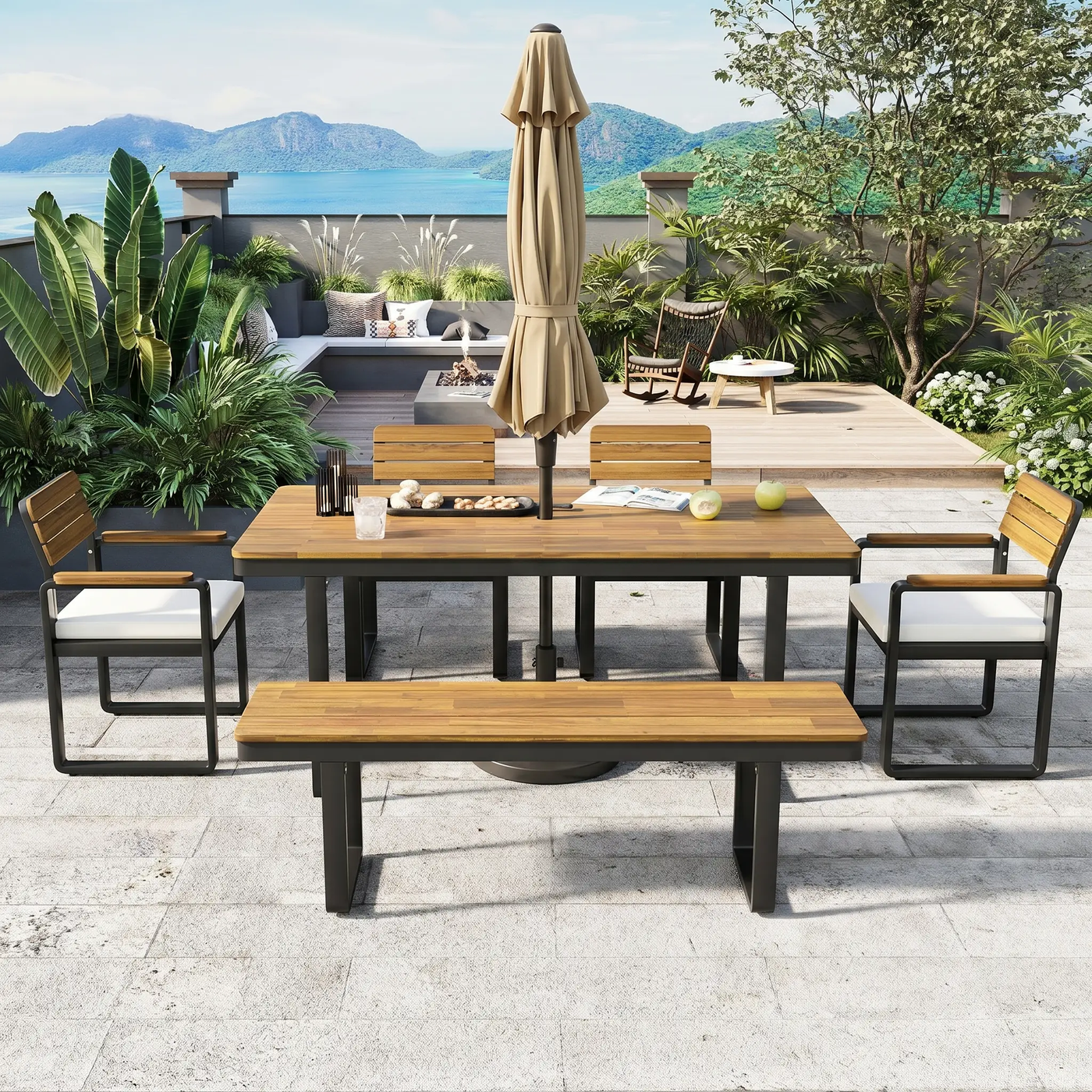 6-Piece Outdoor Dining Set with Acacia Wood by HouseOfZazla