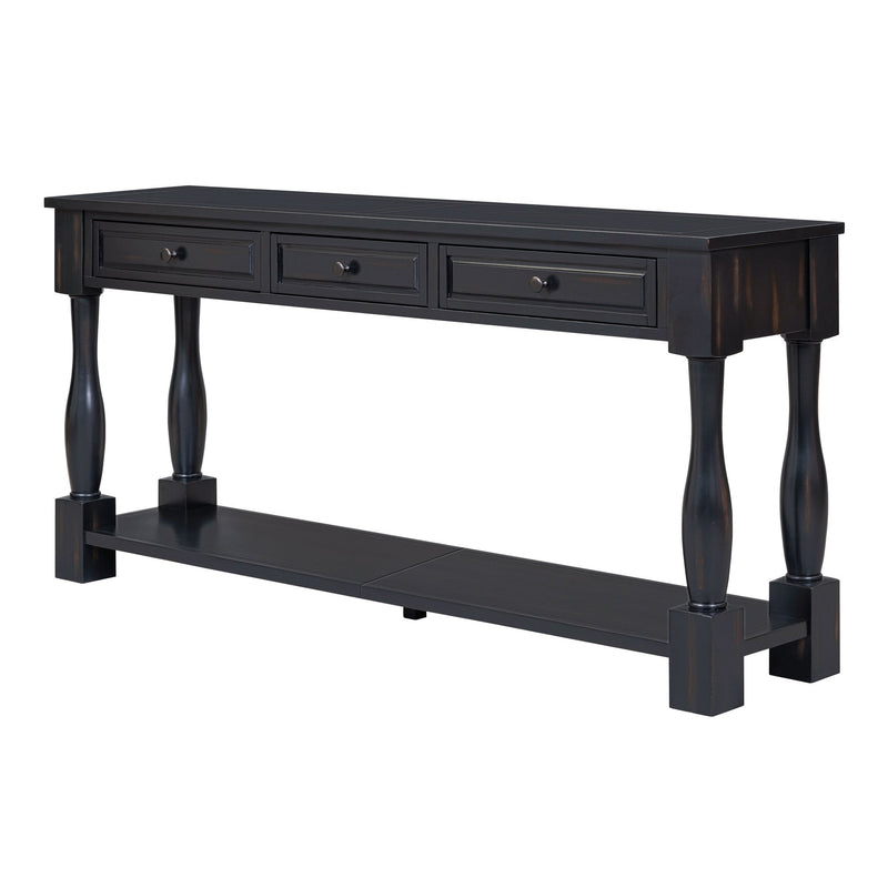 TREXM 63" Long Console Table with Drawers and Shelf by HouseOfZazla