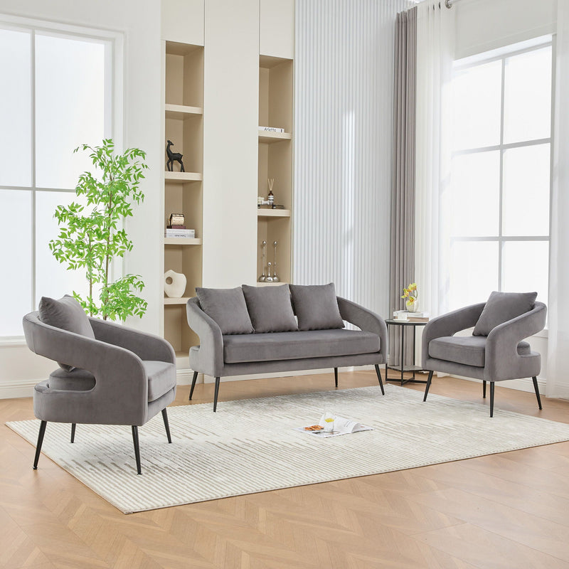 3 Piece Living Room Set, Loveseat & 2 Accent Chairs by HouseOfZazla