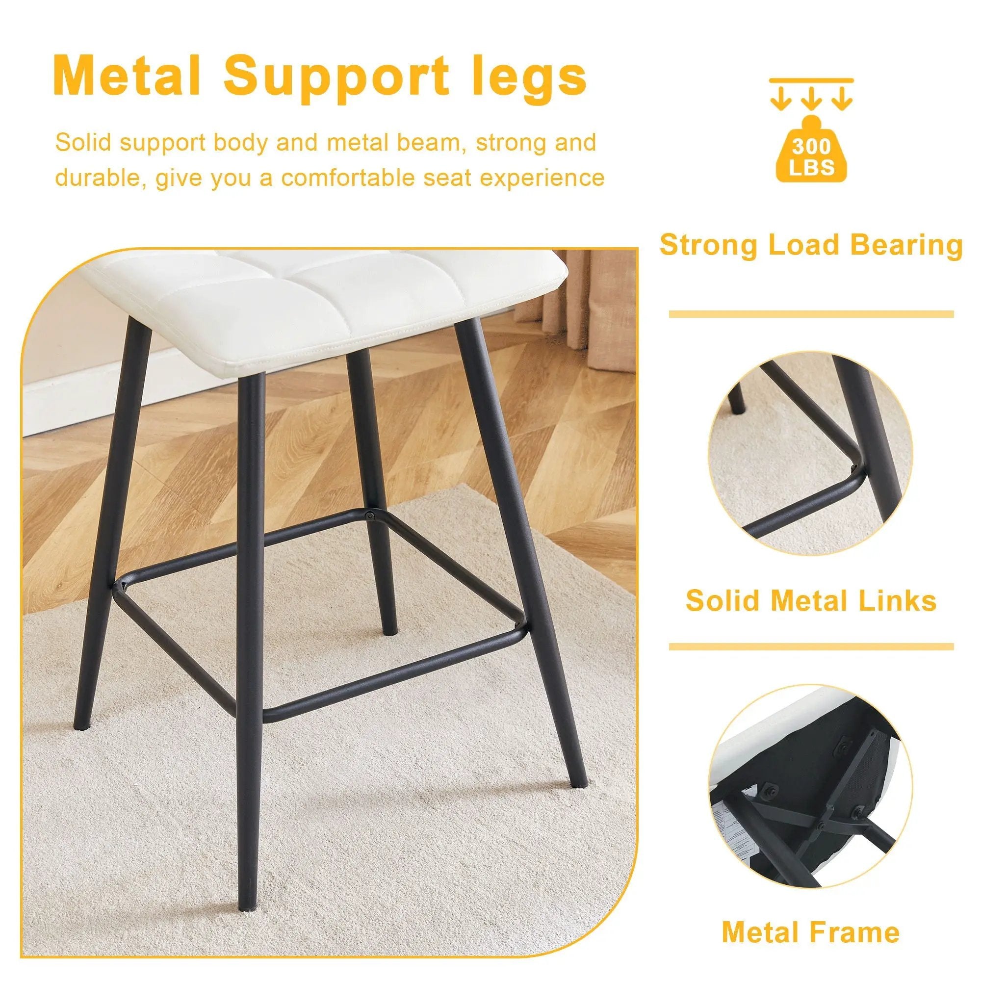 Bar Chair Set Comfortable With Metal Legs And Ergonomic Design by Unique Piece Furniture