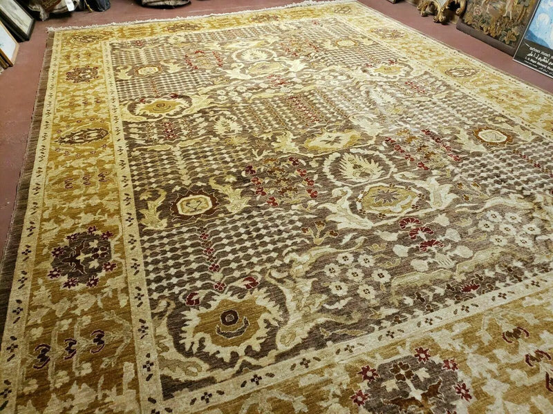 10' X 14' Handmade Pak Peshavar Chobi Agra Wool Carpet Coffee Brown Gold by Jewel Rugs