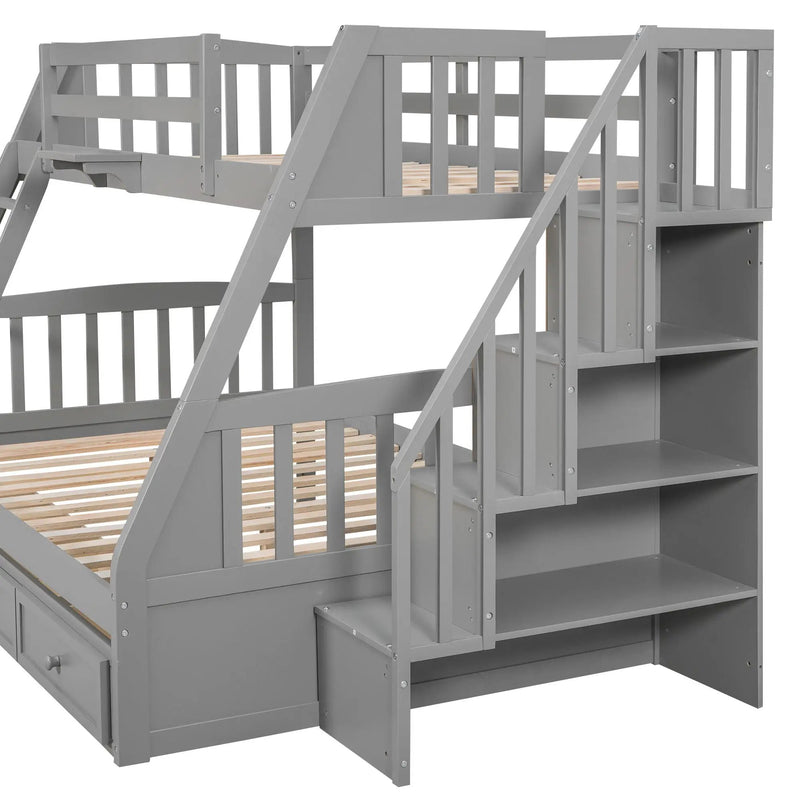 Bunk Bed With Drawers, Ladder And Storage Staircase by HouseOfZazla