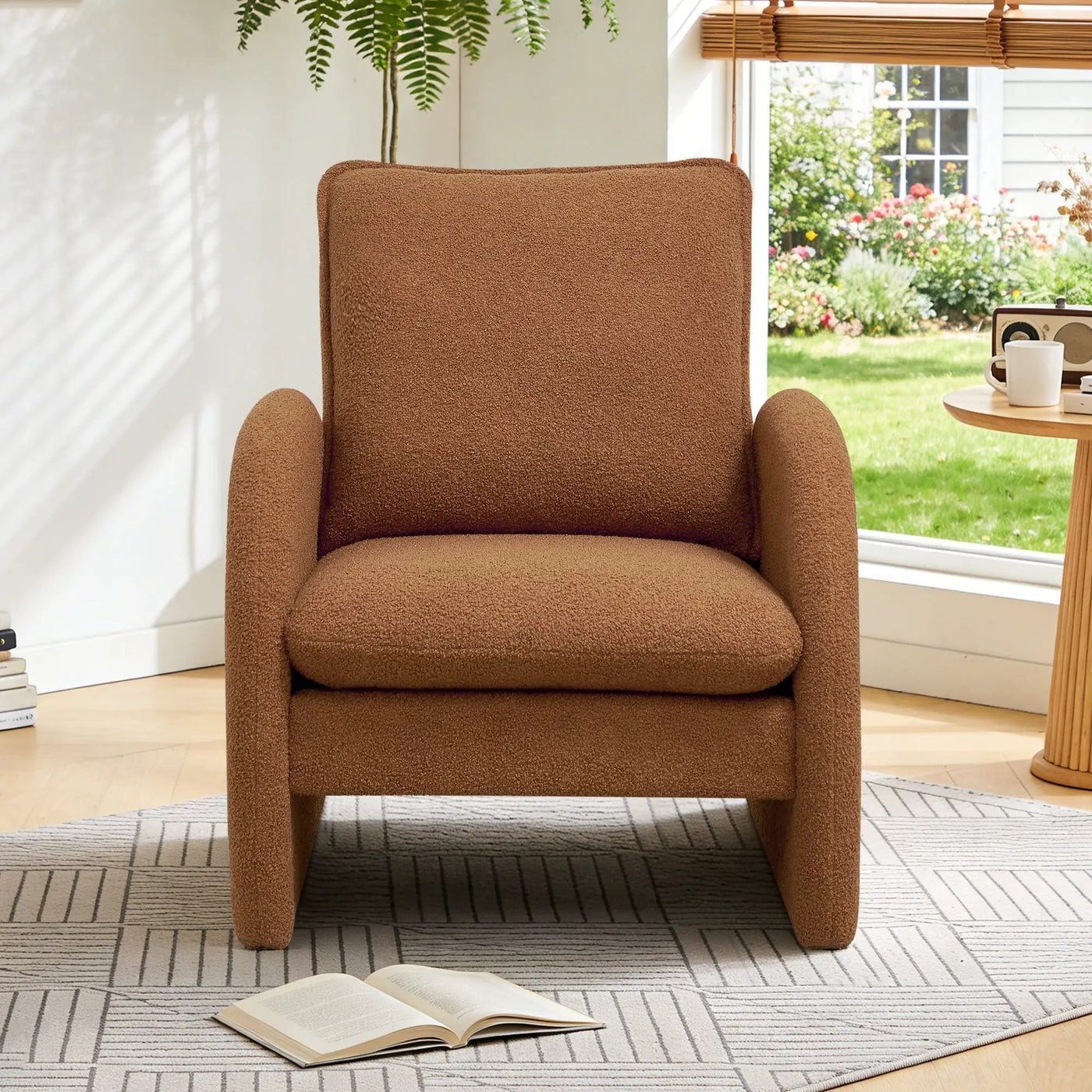Modern Sherpa Upholstered Accent Chair, Comfortable Living Room Armchair, Lounge Chair For Bedroom, And Office by HouseOfZazla