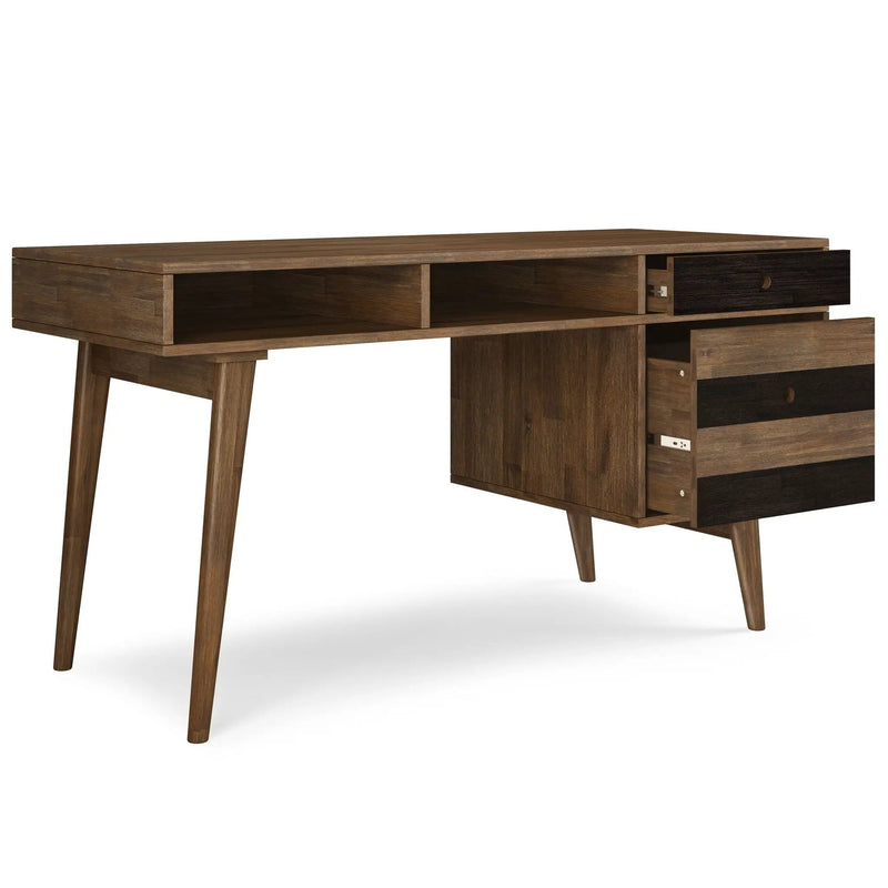 Clarkson - Desk With Side Drawers - Rustic Natural Aged Brown by HouseOfZazla