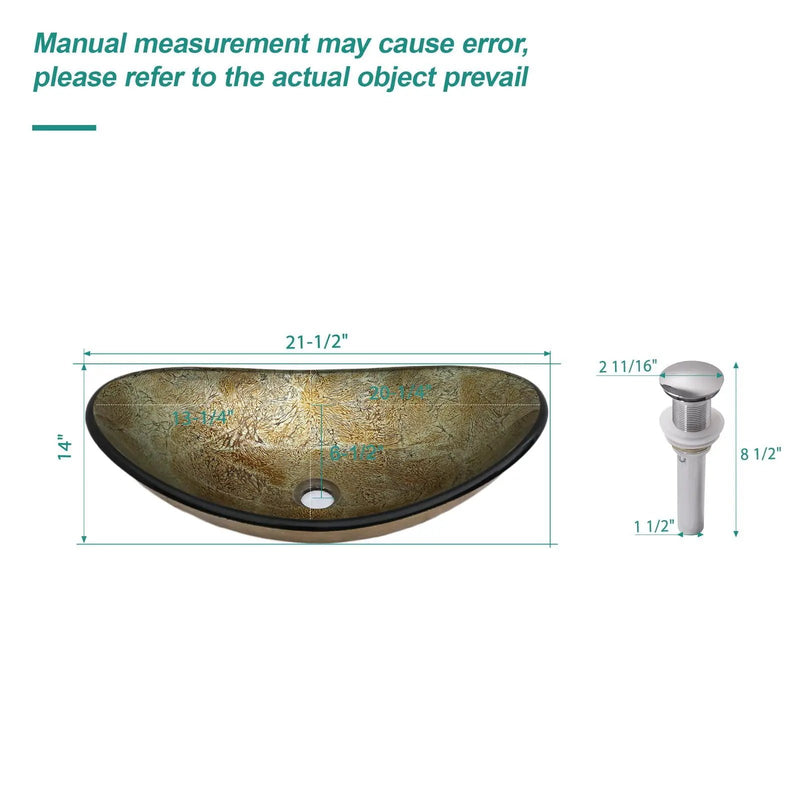 Tempered Glass Vessel Sink With Boat Shape Pop-Up Drain by HouseOfZazla