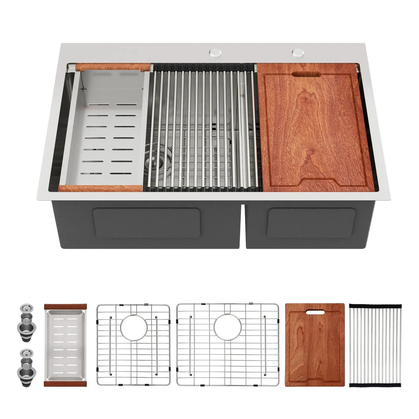 Topmount, Drop In Double Bowl Kitchen Sink by HouseOfZazla