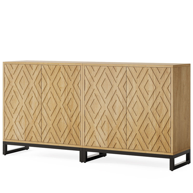 Sideboard Buffet Cabinet With 4 Doors & Shelves, Credenza Table For Dining Room - Warm Brown by HouseOfZazla