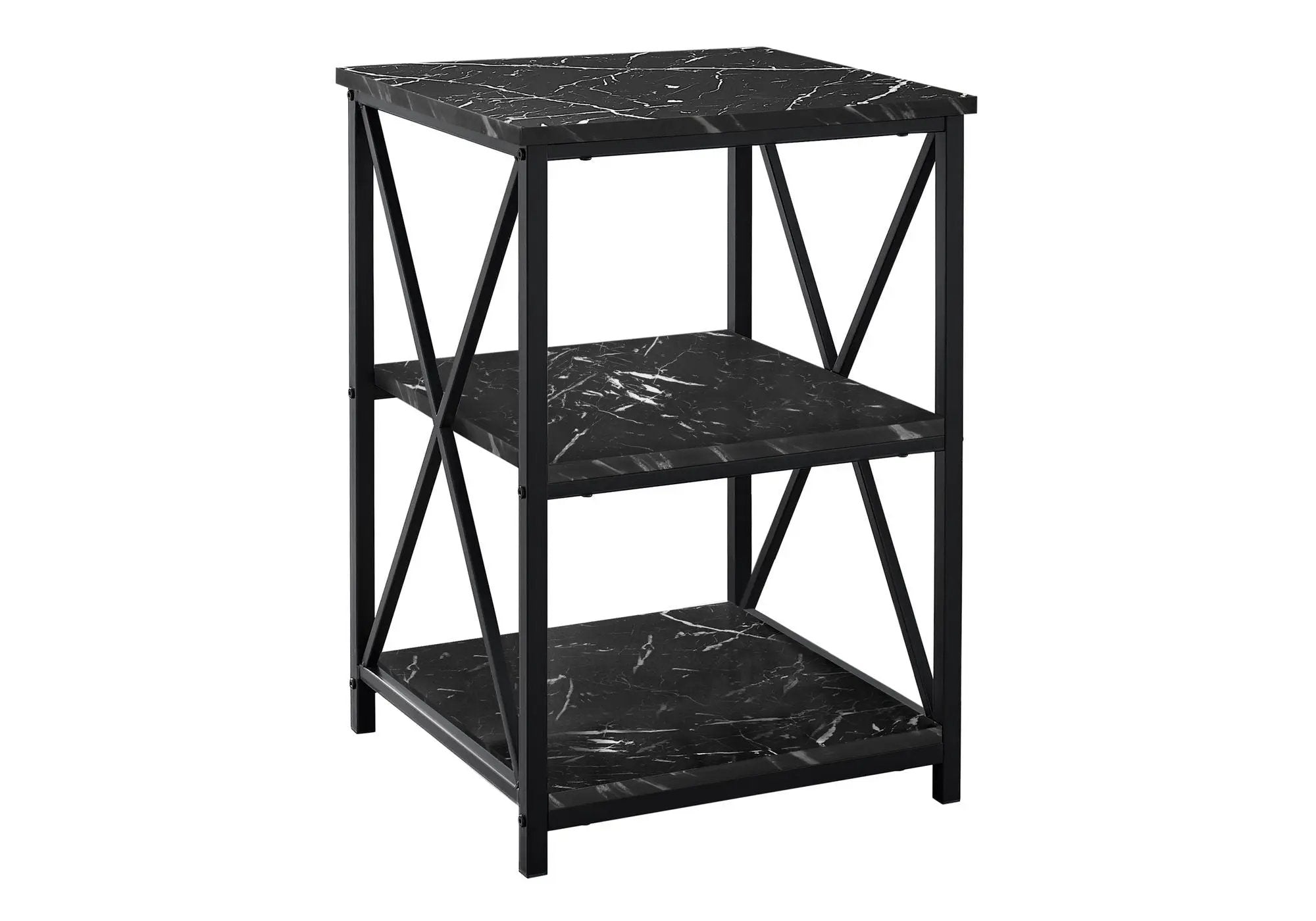 3 Tier Accent Table, Side Marble Look Contemporary & Modern by Unique Piece Furniture