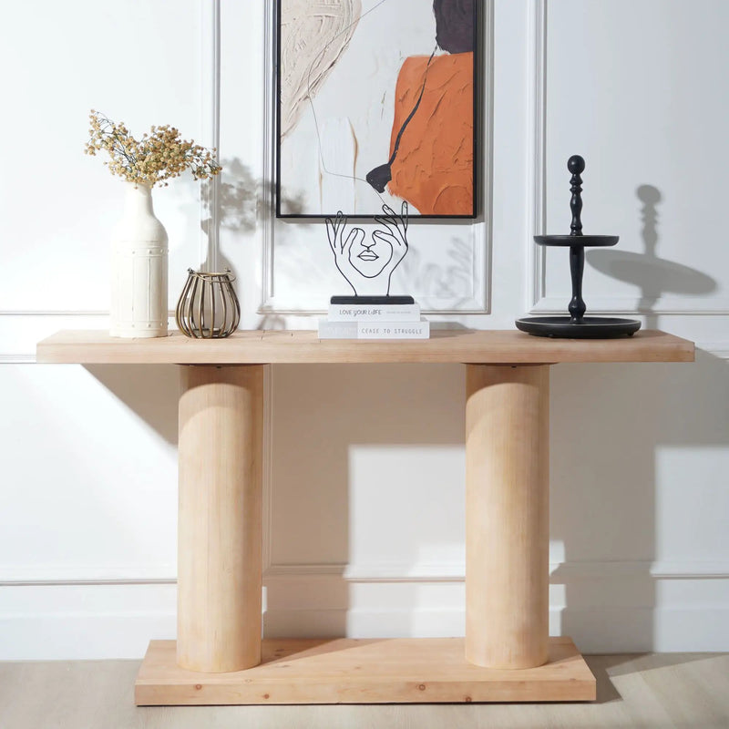 Double Cylinder Base Console Table For Living Room - Multi by Unique Piece Furniture
