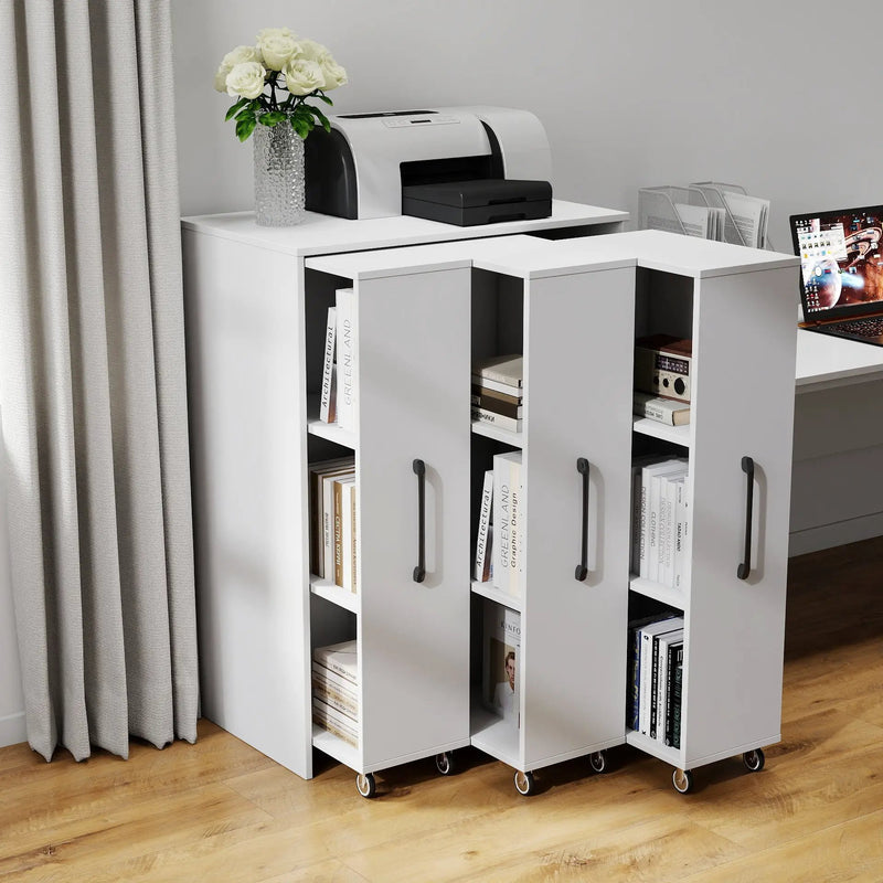 3 Tier Bookcase with Three Pulled Out Doors and Wheels by HouseOfZazla