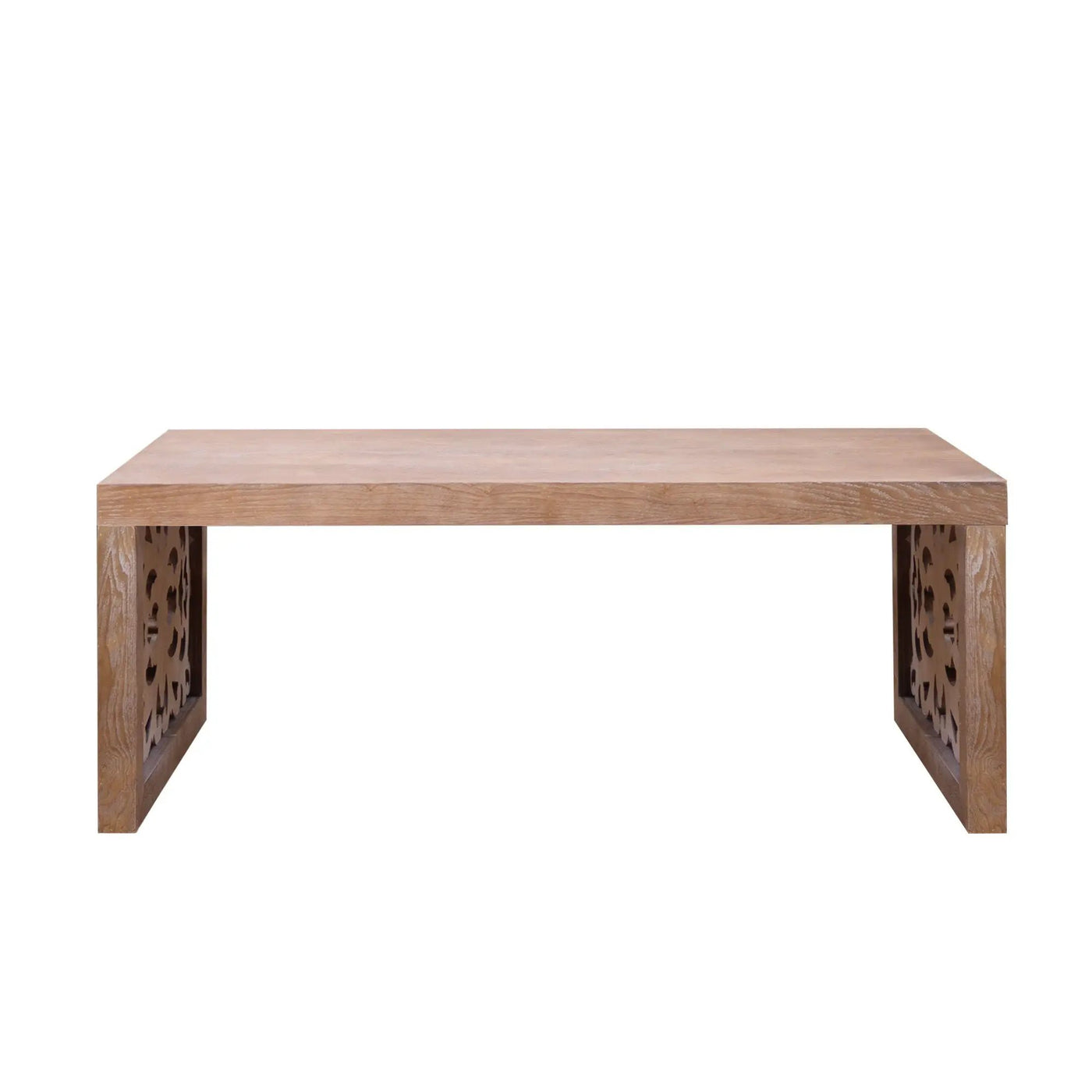 Rustic Carved Wood Coffee Table, Handcrafted Look With Ornate Side Panels by Unique Piece Furniture