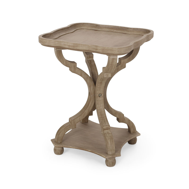 French Country Accent Table With Hourglass Design - Natural by HouseOfZazla