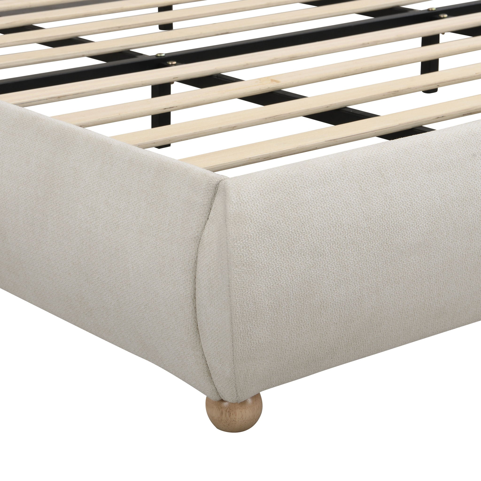 Upholstered Platform Bed Frame With Curved Headboard by HouseOfZazla