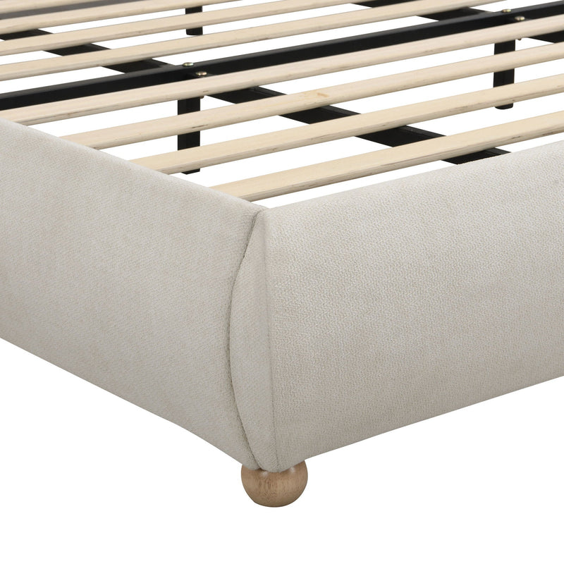 Upholstered Platform Bed Frame With Curved Headboard by HouseOfZazla