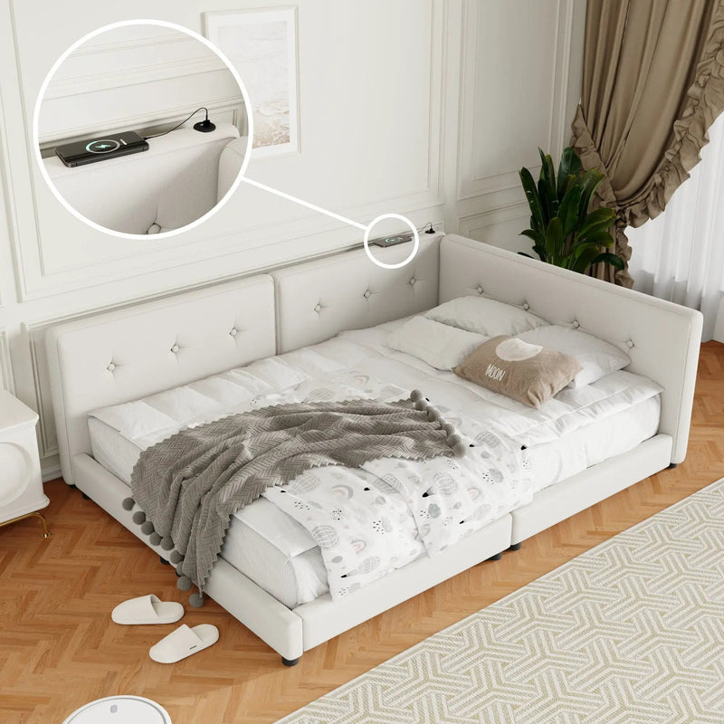 Modern Upholstered Platform Bed With USB Ports And LED Belt by Unique Piece Furniture
