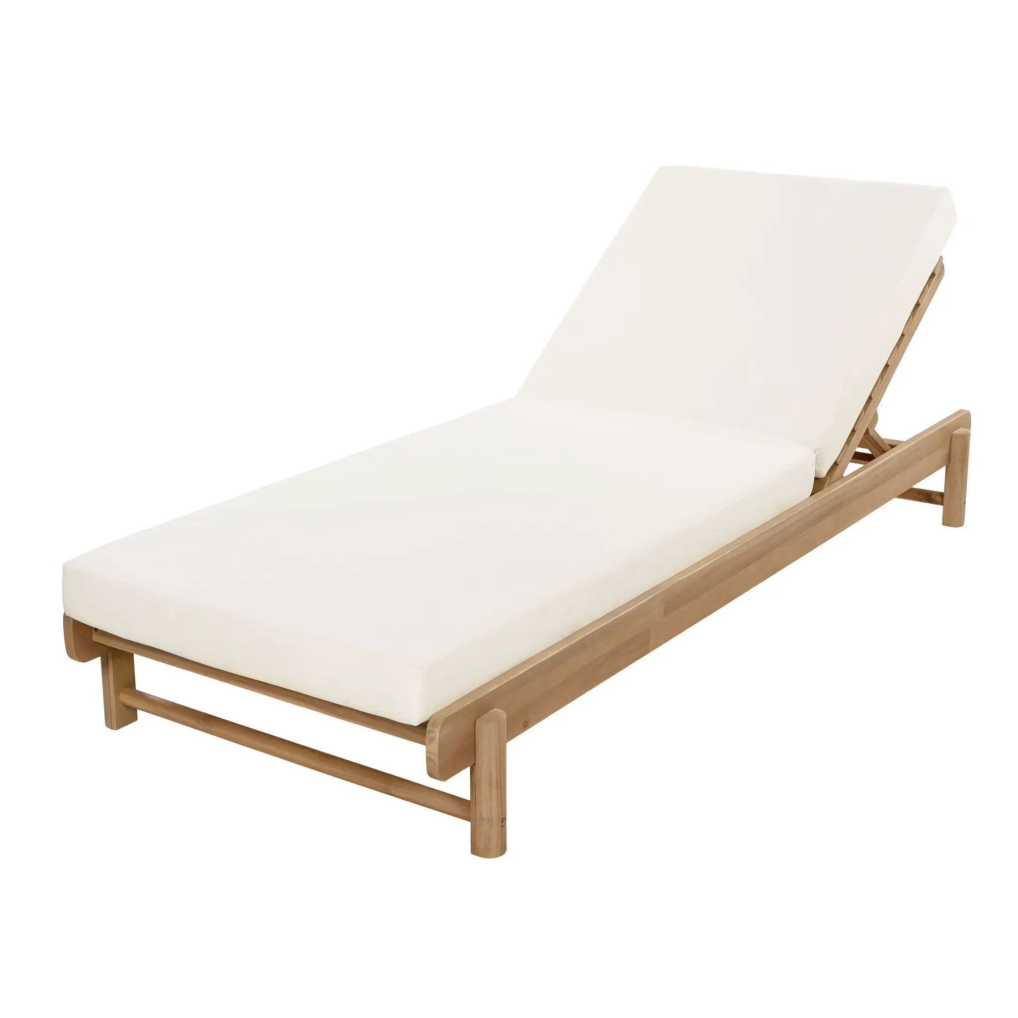 Light Teak Acacia Wood Chaise Lounge Set: 1 Frame + 1 Cushion by HouseOfZazla