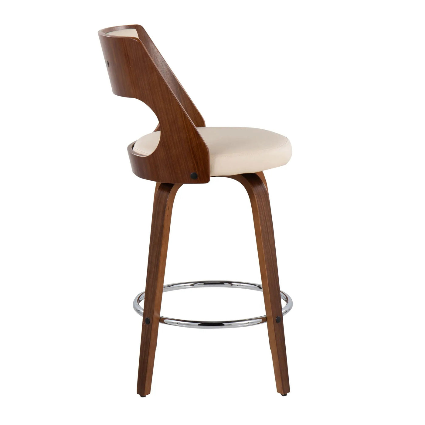 Cecina - Mid-Century Modern Fixed Height Counter Stool With Swivel And Round Footrest (Set of 2) by HouseOfZazla