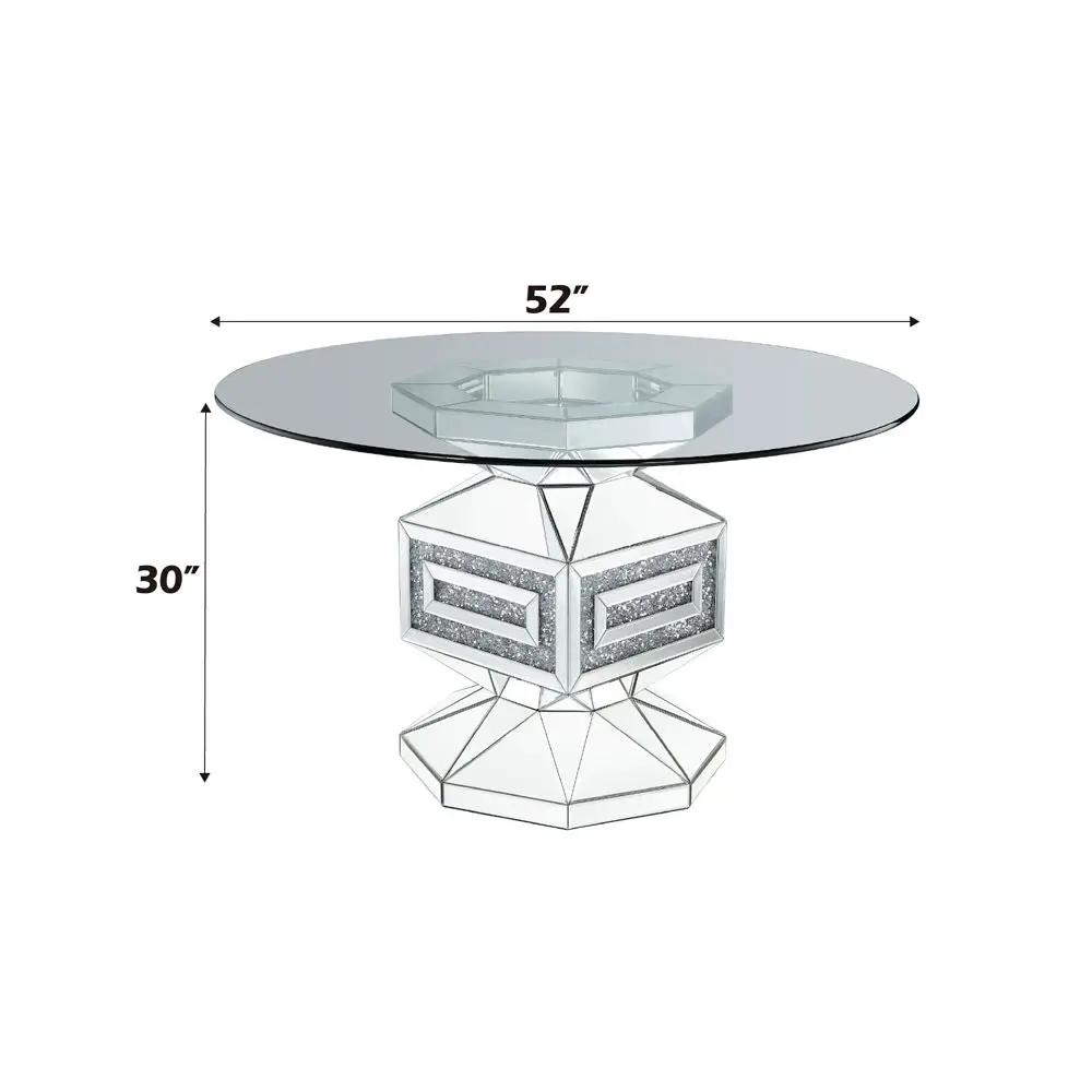 Noralie - 30" Dining Table - Clear Glass, Mirrored & Faux Diamonds by Unique Piece Furniture
