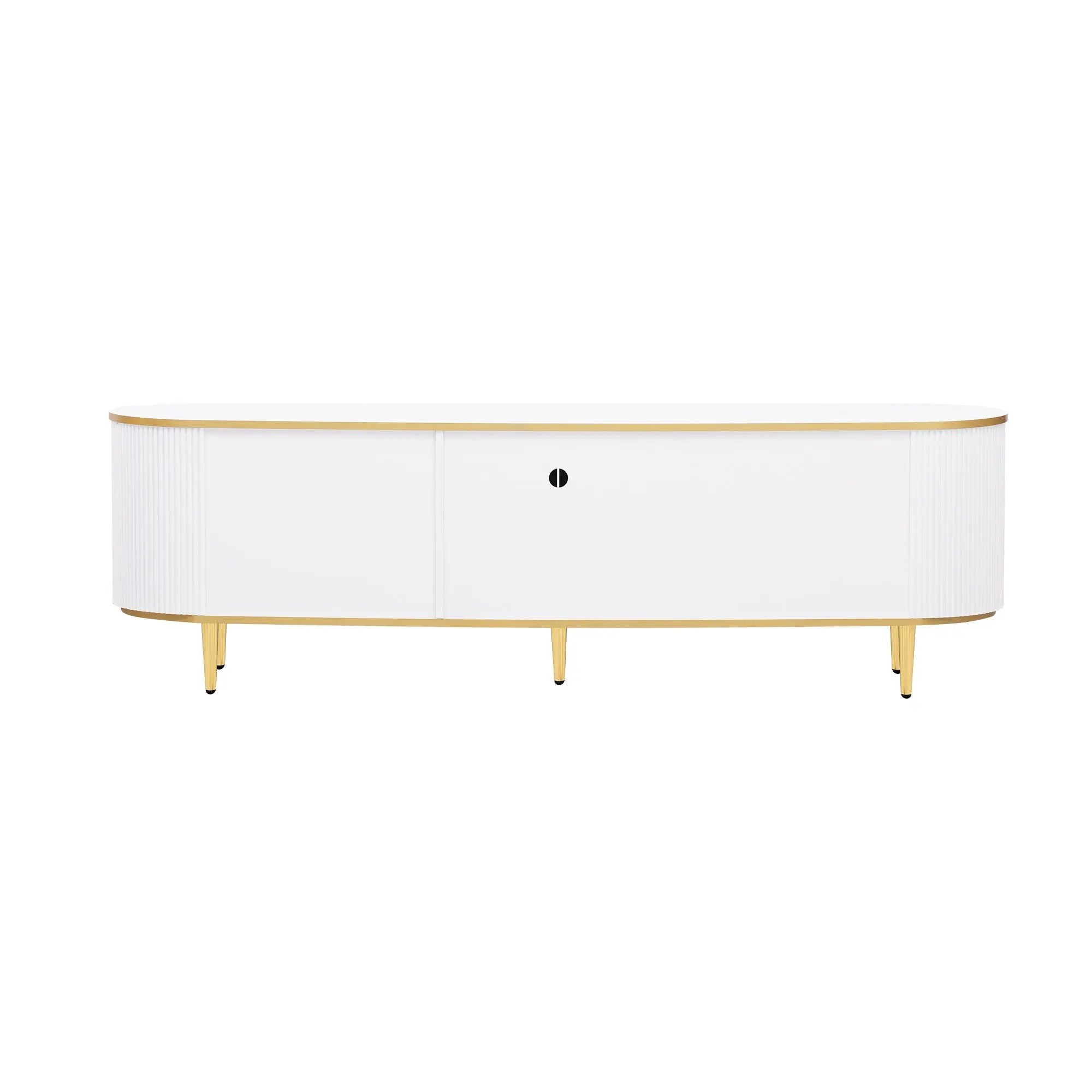 Modern TV Stand For TVs Up To 80", Entertainment Center With 4 Drawers And 1 Cabinet, Wood TV Console Table With And Handles For Living Room - White by HouseOfZazla