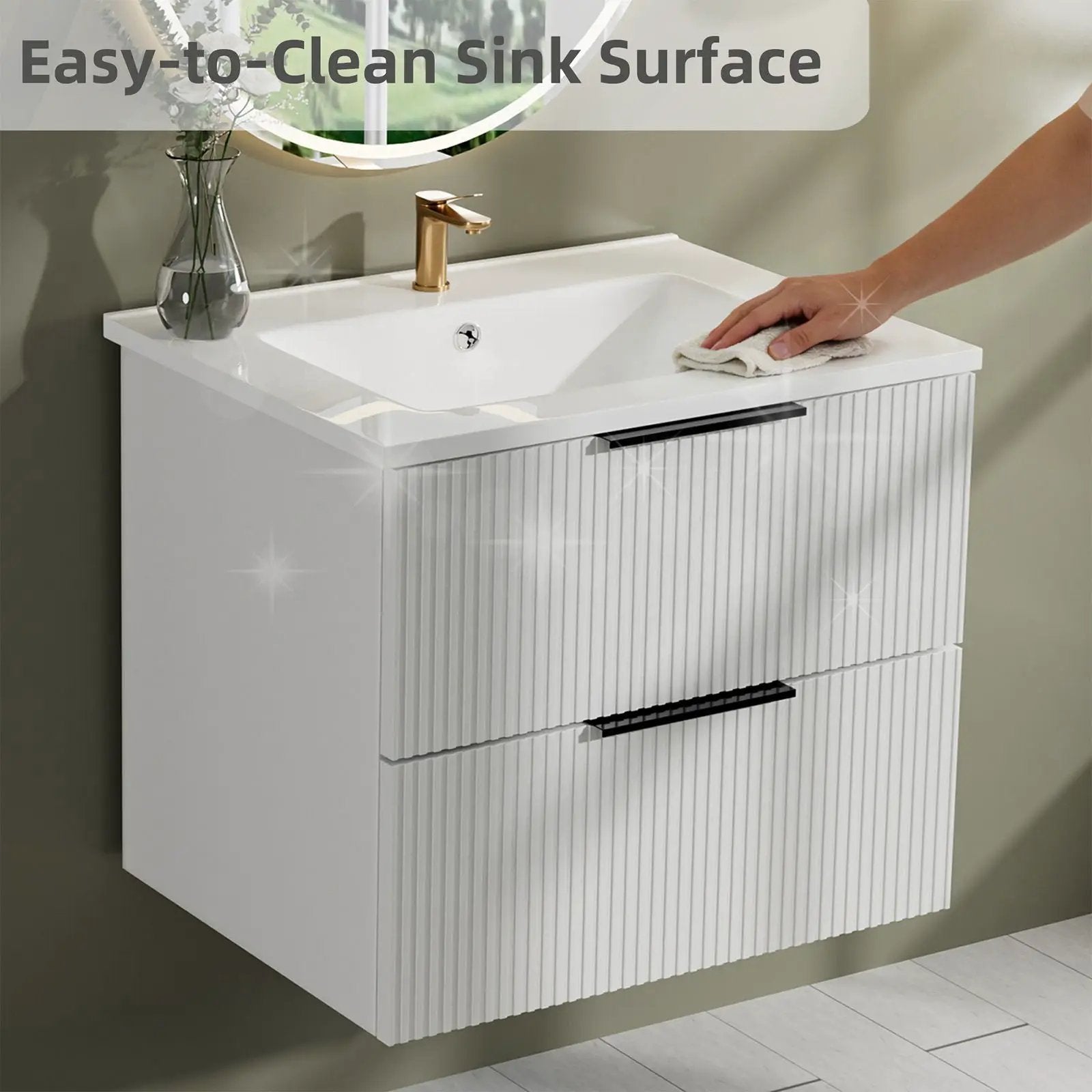 Modern Wall Mounted Floating Bathroom Vanity With Sink And Drawers by Unique Piece Furniture