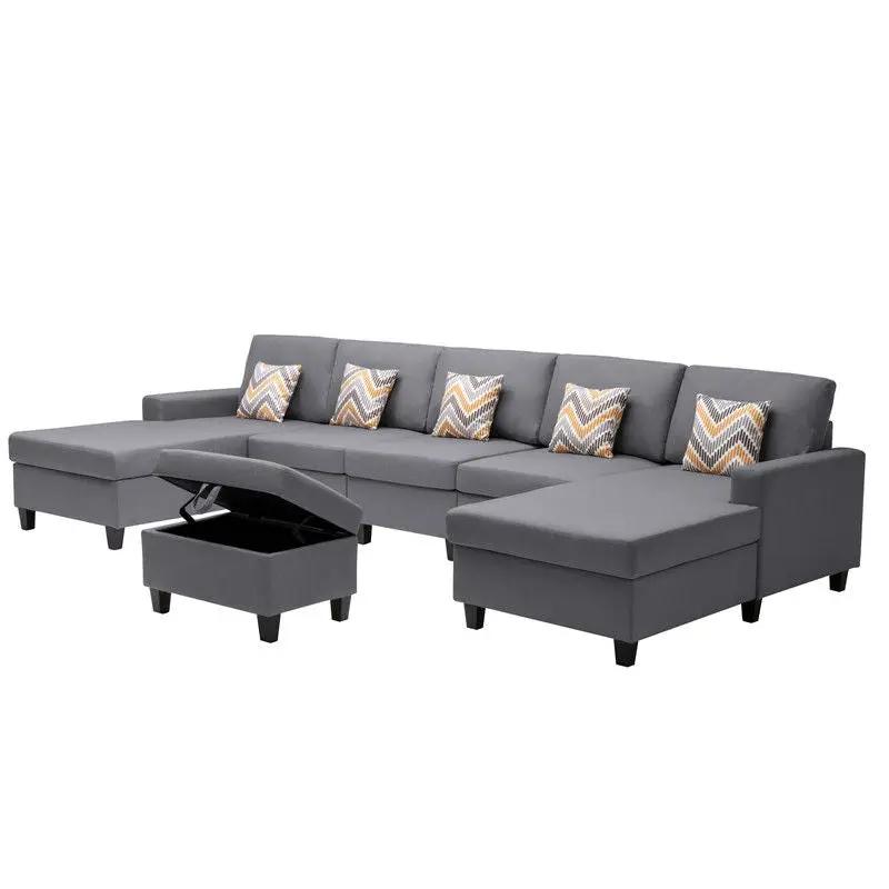 Nolan - Fabric 6 Piece Sectional Sofa With Pillows And Interchangeable Legs by HouseOfZazla