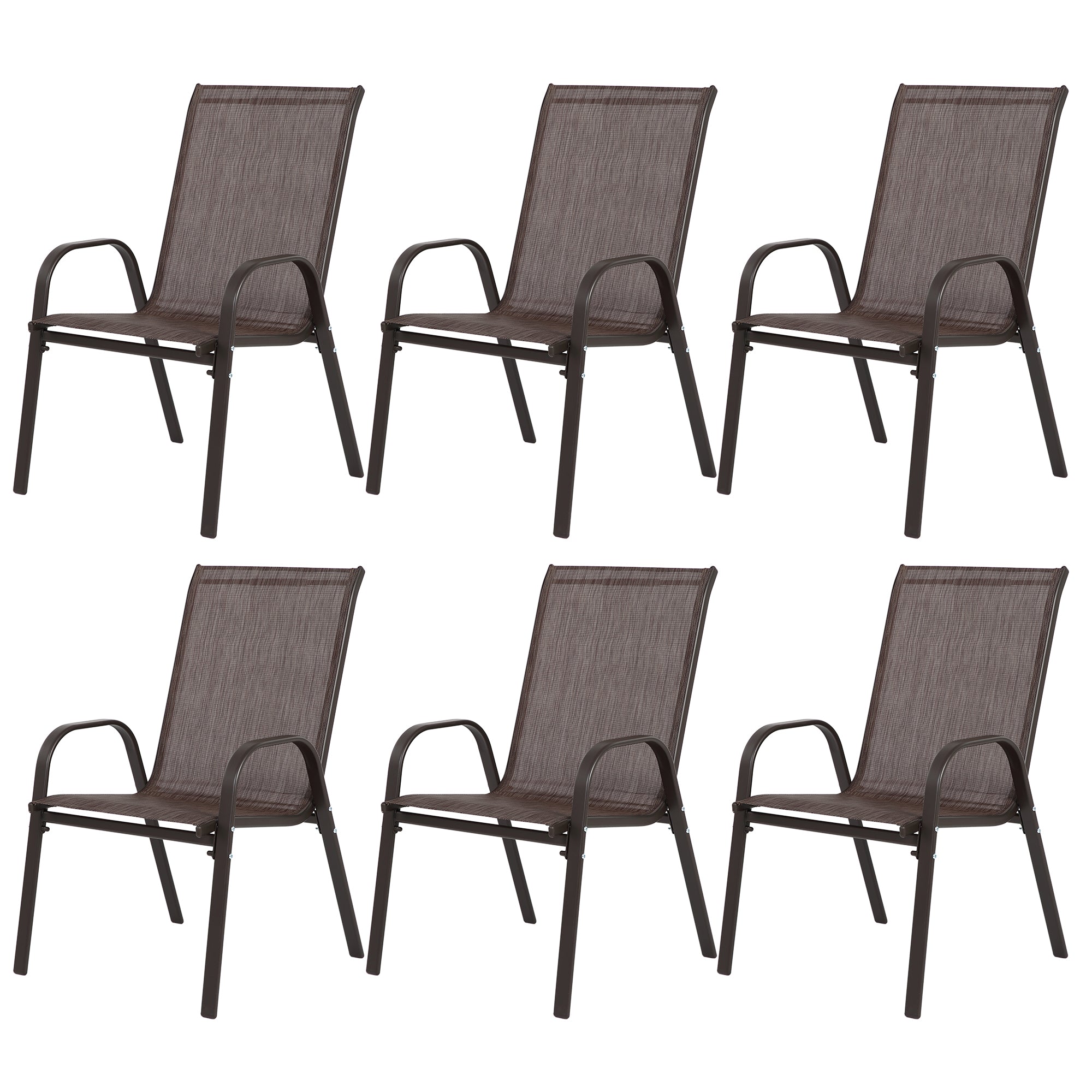 6 Piece Patio Chairs with High Backrest and Armrest - Brown by HouseOfZazla