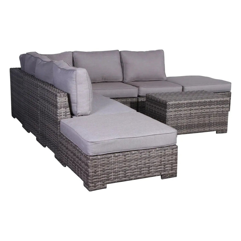 Outdoor 6 Person Wicker Seating Group With Cushions - Gray Mix by Unique Piece Furniture