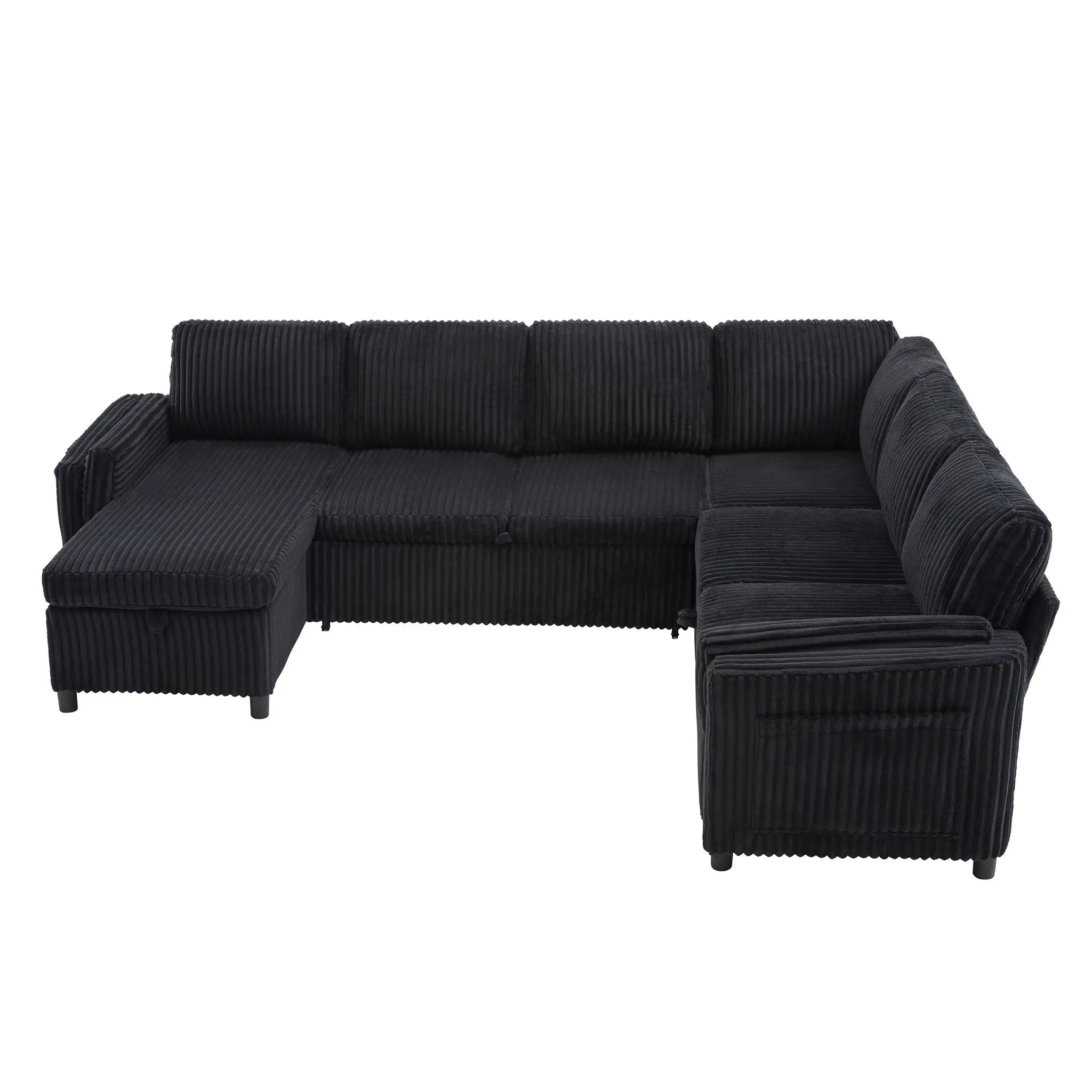 Convertible U-Shaped Sectional Sofa Bed With USB Ports And Storage by HouseOfZazla
