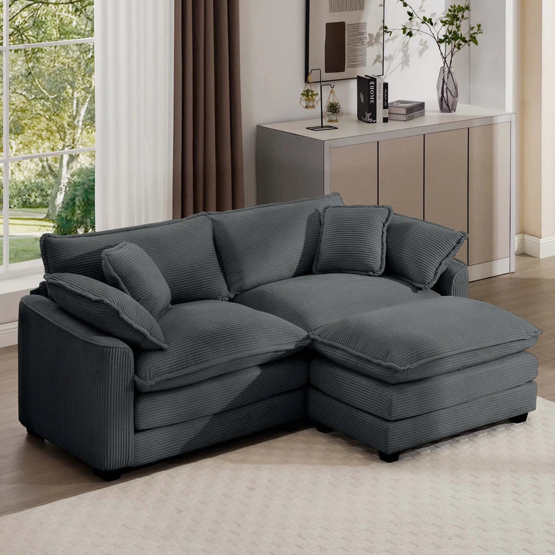 Modern Oversized Modular Cushion Sofa With Ottoman, Low Back, Deep Seating Sofa Set by Unique Piece Furniture