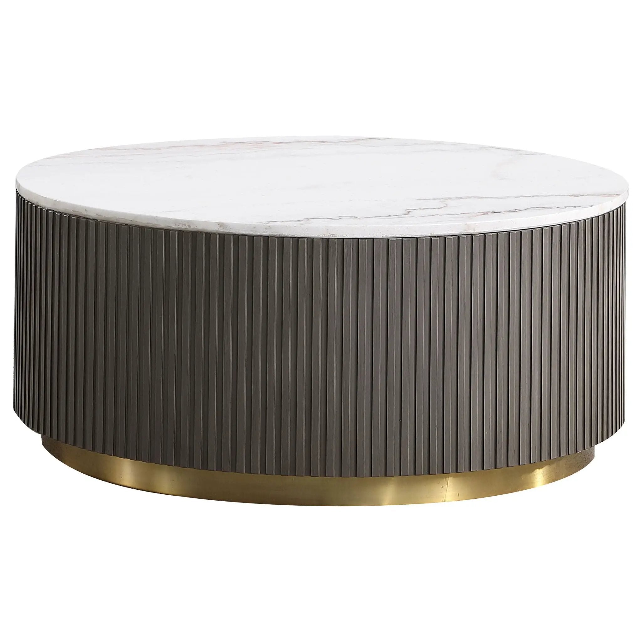 Jason 3-piece Round White Marble Coffee Table Set Charcoal by Unique Piece Furniture