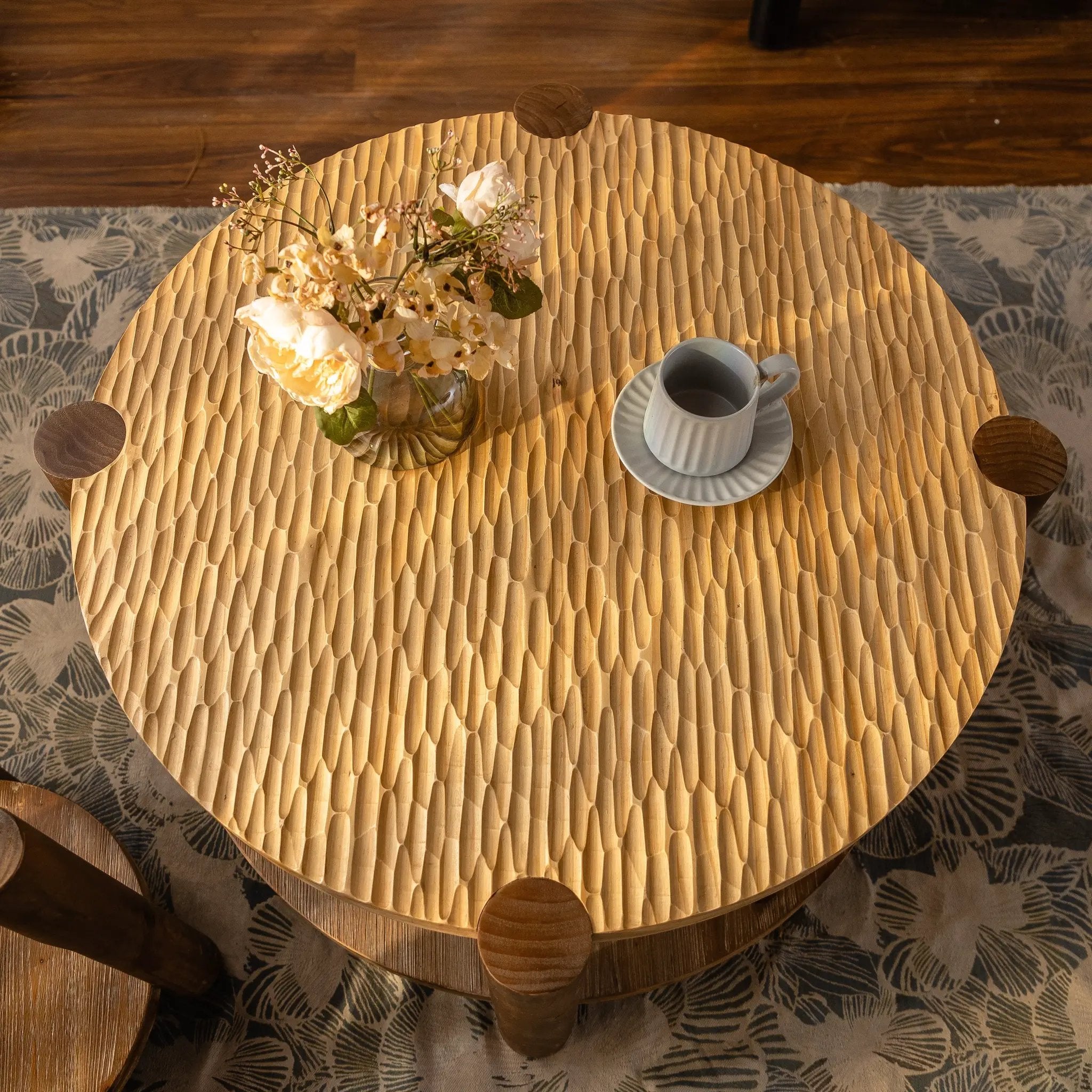 Round Coffee Table with Solid Wood for Living Room by HouseOfZazla