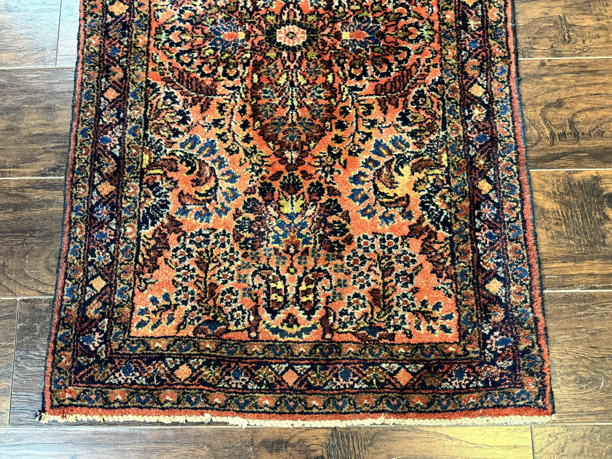 Antique Persian Lilihan Rug 2x4, Red, Floral, Wool, Handmade Lilian Persian Carpet by Jewel Rugs