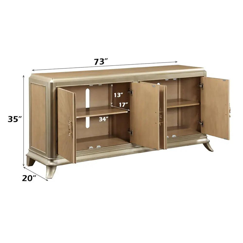 Dodie - Console Cabinet - Natural Oak Sunburst Pattern & Taupe Champaign by Unique Piece Furniture
