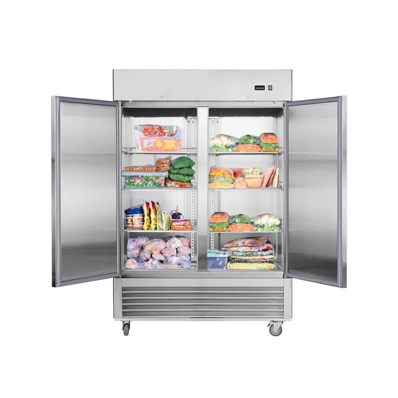 54-Inch 42.2 Cu.Ft Commercial Stainless Steel 2-Section Upright Reach-In Freezer (SAK35148) by SAKSBY WHOLESALE