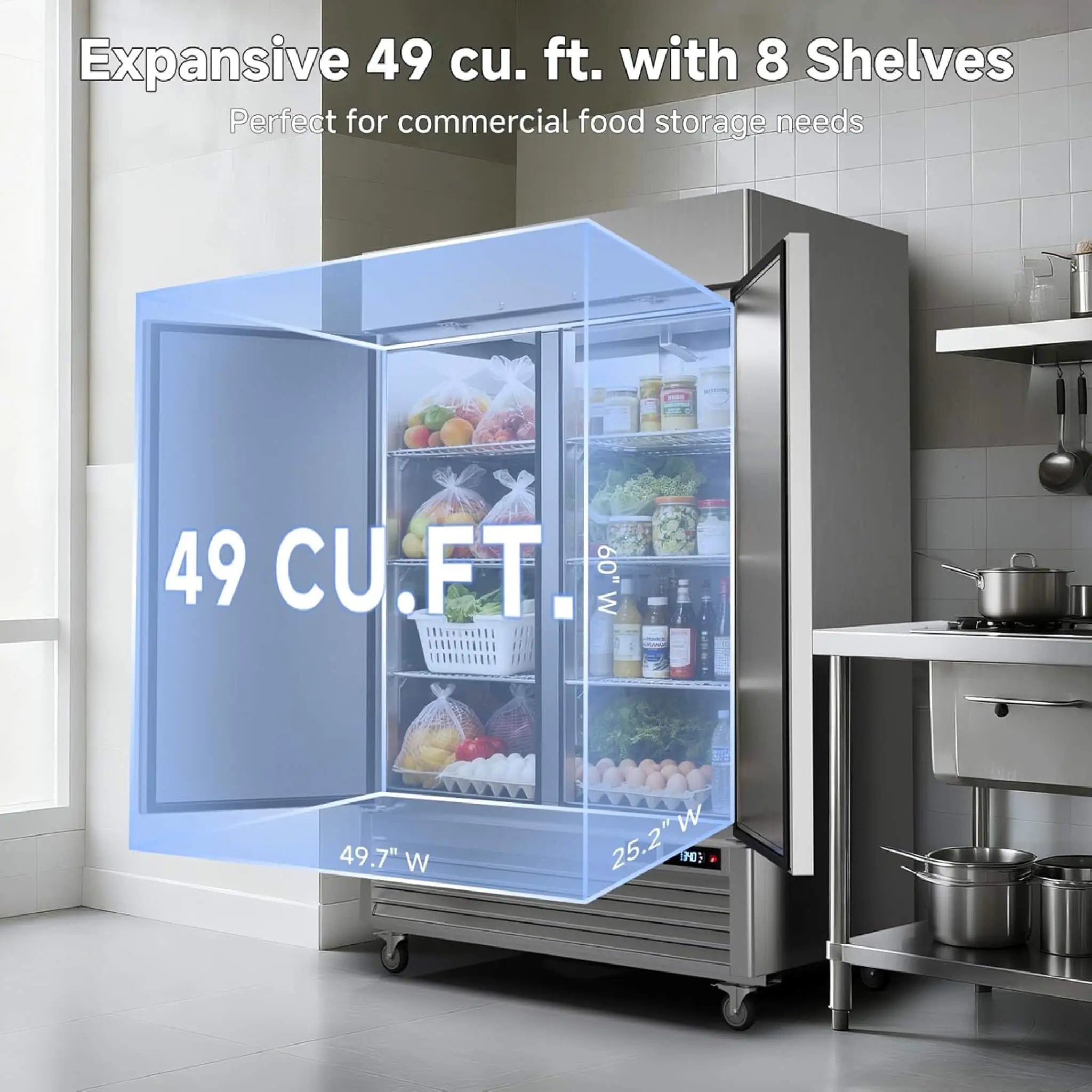 54-Inch Commercial 49 Cu.Ft 2-Door WiFi Refrigerator With Smart App Control (SAK10438) by SAKSBY WHOLESALE