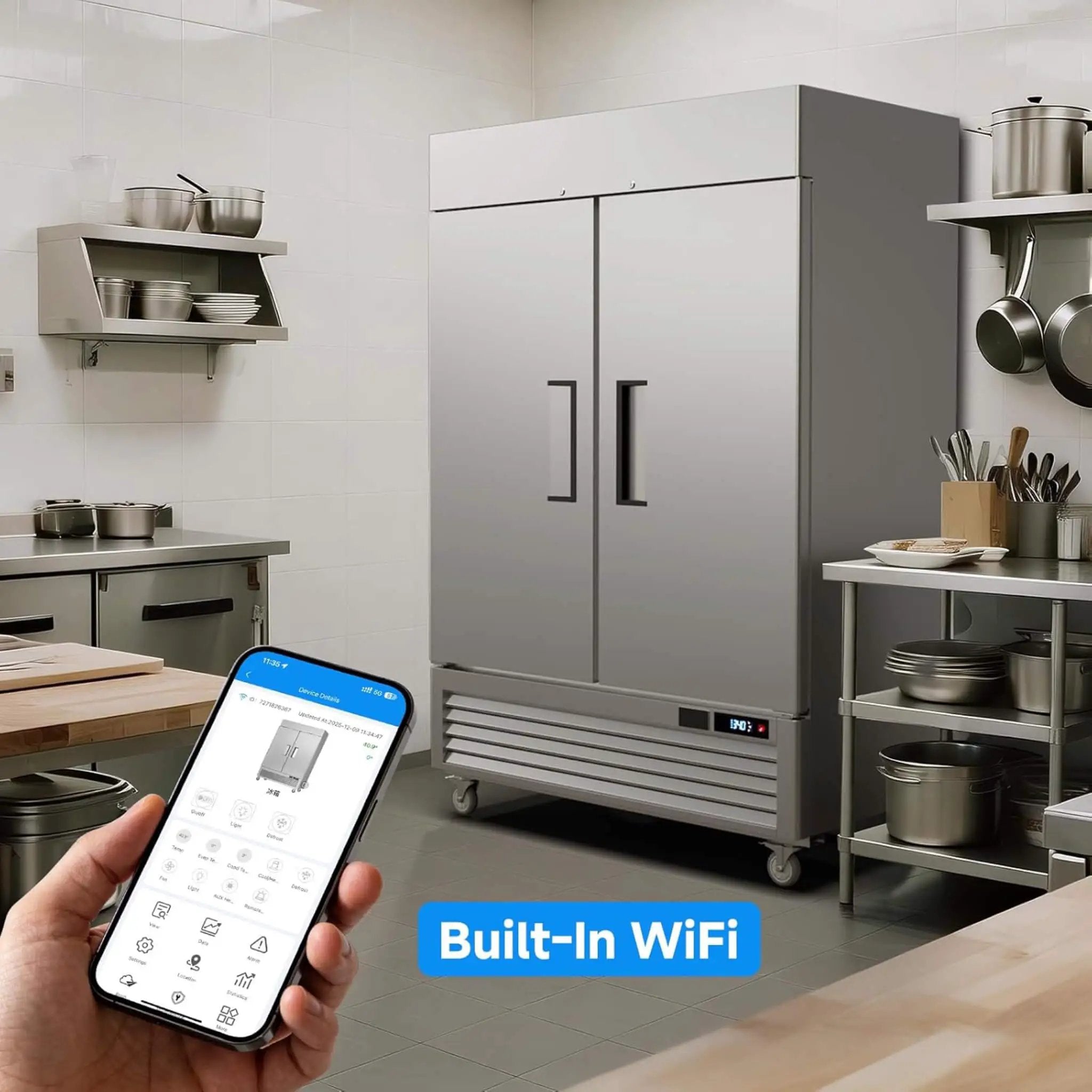 54-Inch Commercial 49 Cu.Ft 2-Door WiFi Refrigerator With Smart App Control (SAK10438) by SAKSBY WHOLESALE