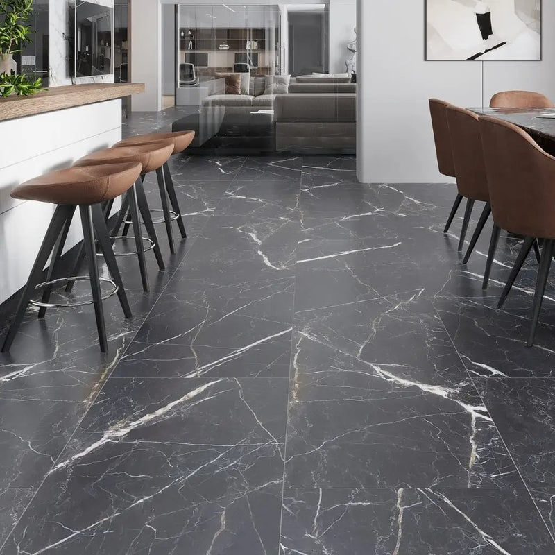 Charcoal Black 24x48 Porcelain Matte Large Format Tile (2 pack, 15.5 sq ft/case) by Apollo Tile