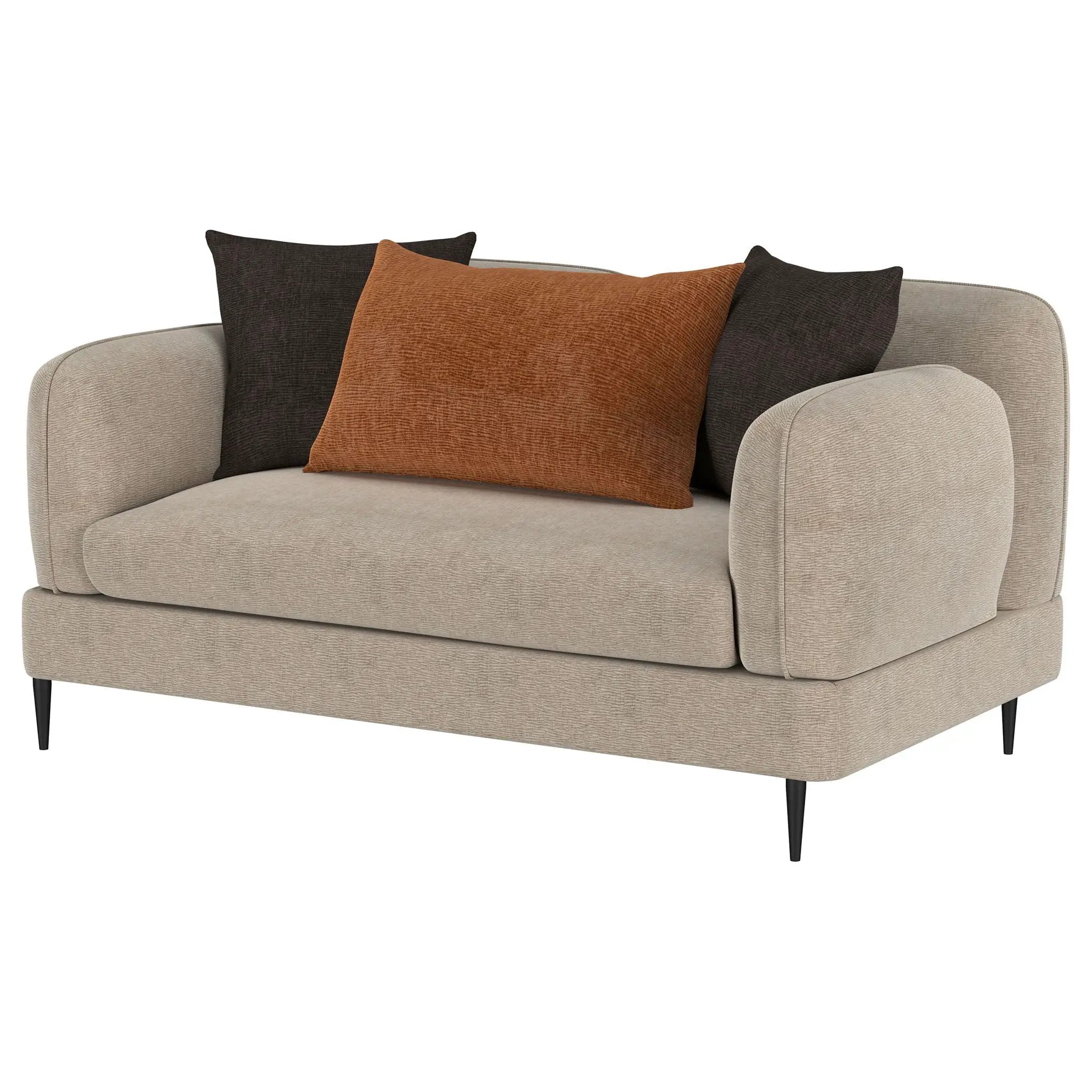 Repley - Upholstered Sculpted Track Arm Loveseat - Beige by HouseOfZazla