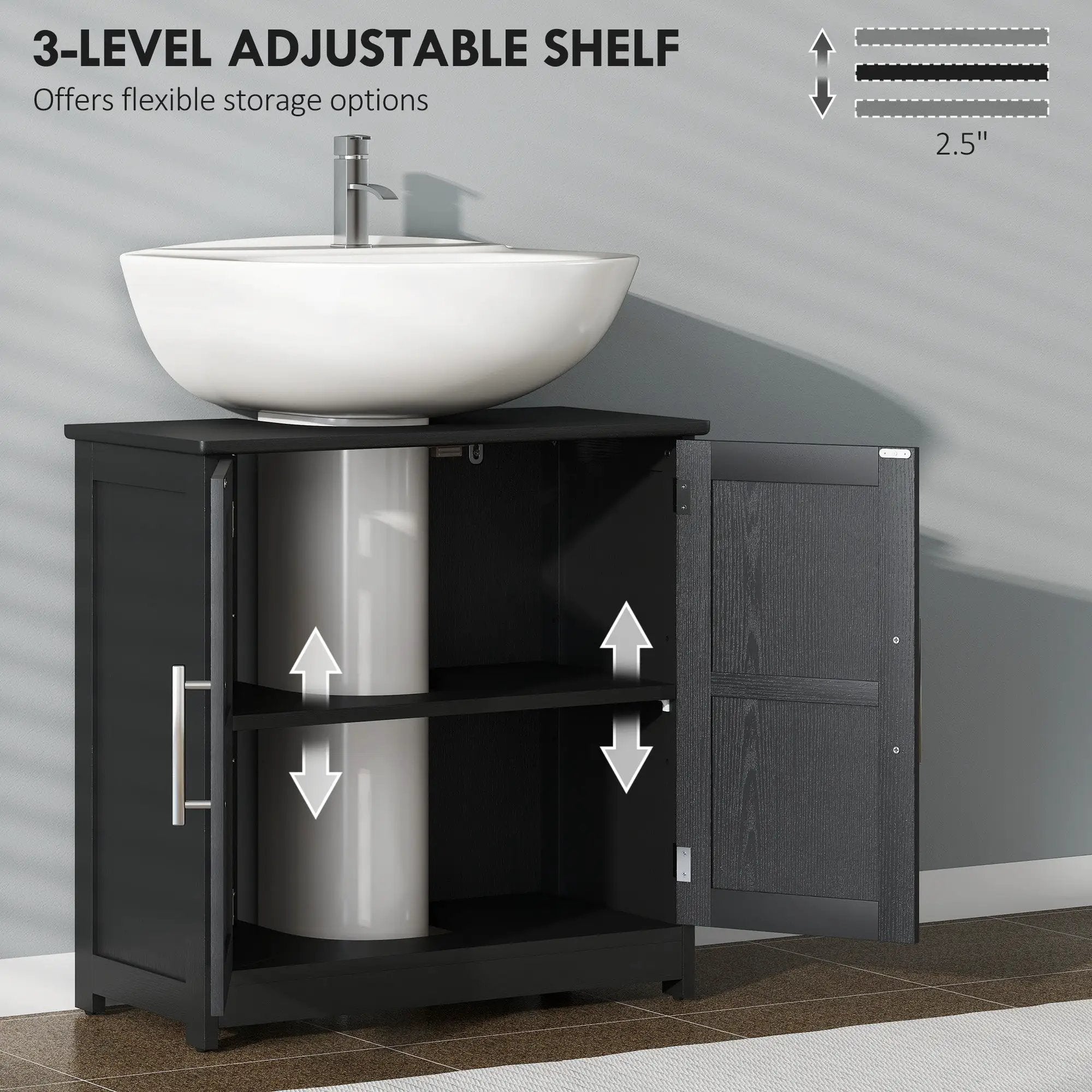 Pedestal Sink Storage Cabinet with 2 Barn Doors and Adjustable Shelf by HouseOfZazla
