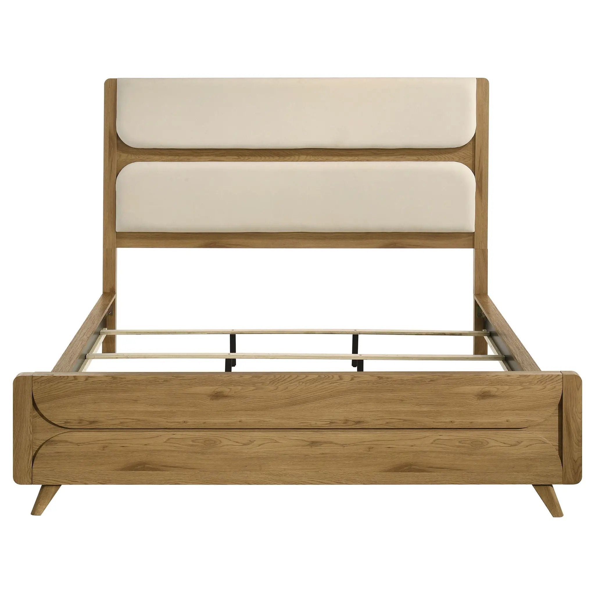 Bennett 62-inch California King Upholstered Panel Bed Cream and Light Oak by Unique Piece Furniture