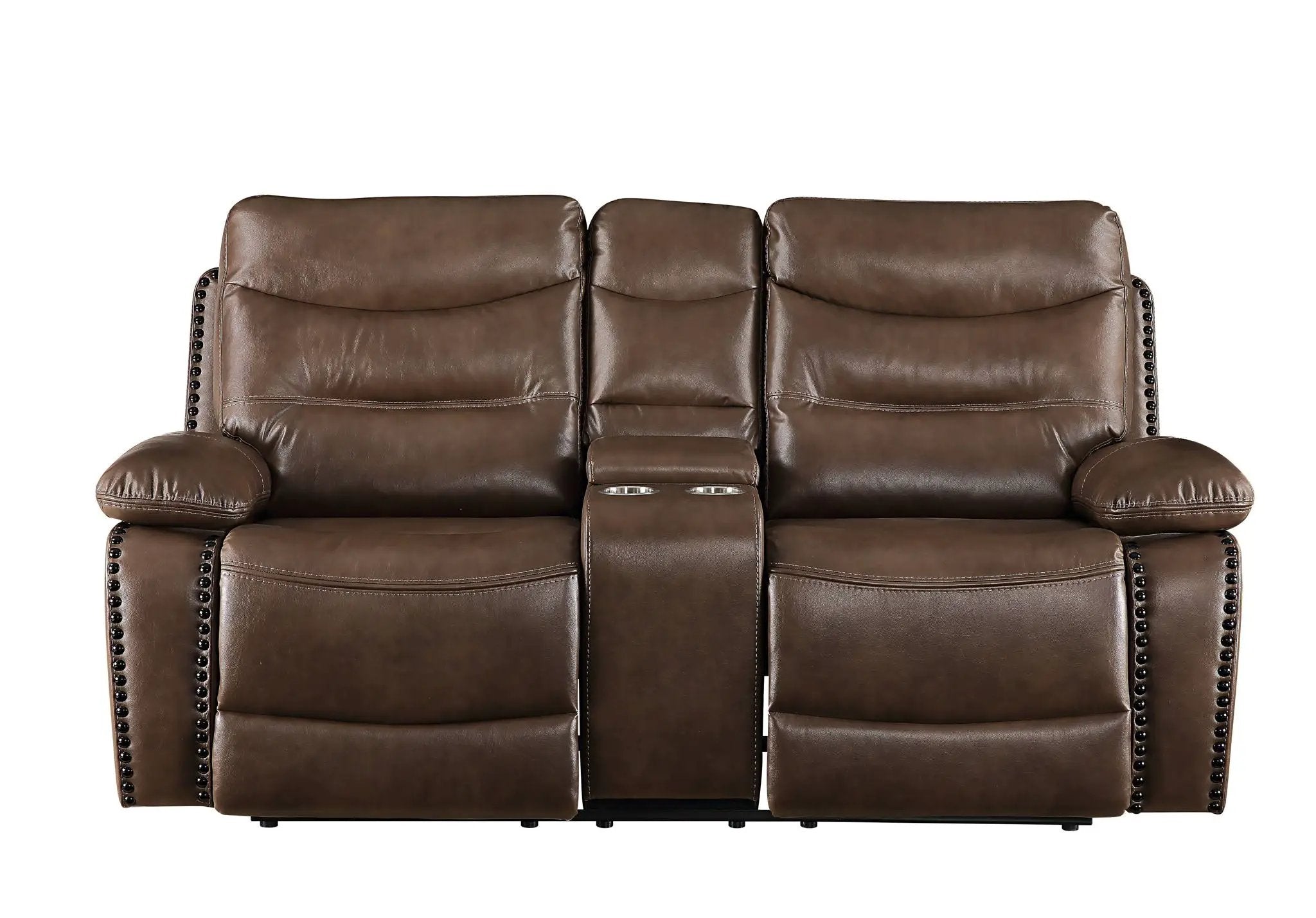 Aashi Leather Gel Match Recliner Loveseat - Brown by HouseOfZazla