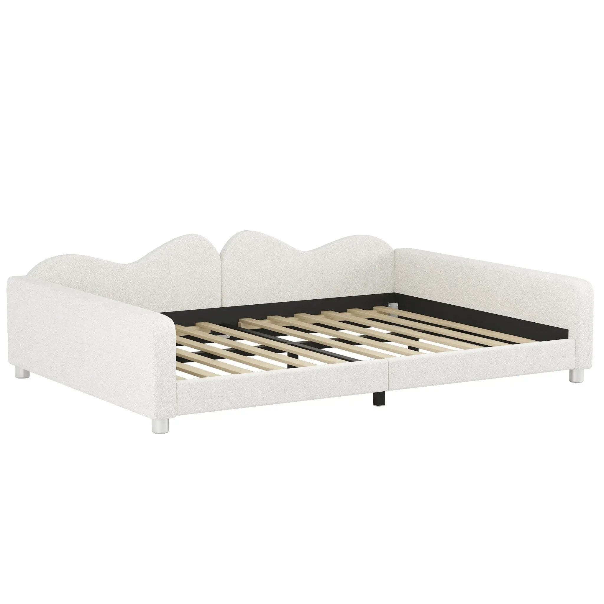 Upholstered Daybed, Sherpa Fabric Sofabed With Cloud-Shaped Backrest by Unique Piece Furniture