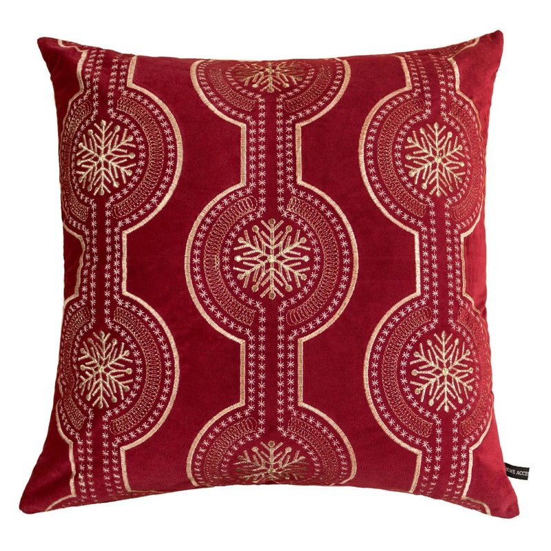 Red Holiday Embroidered Velvet Throw Pillow with Insert 20x20 Set of 2 by HouseOfZazla